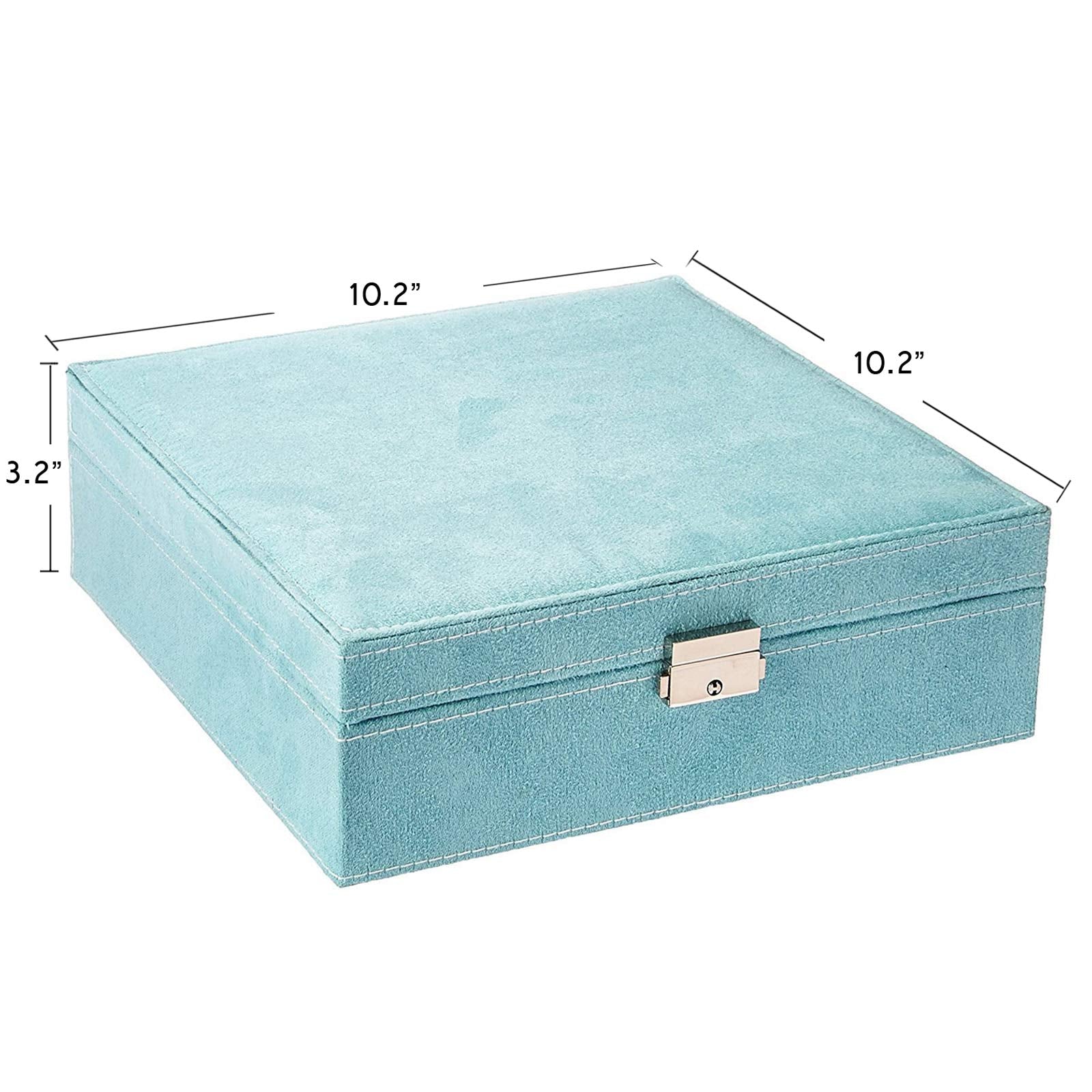 KLOUD City Two-Layer Jewelry Box Organizer Display Storage case with Lock (Blue)