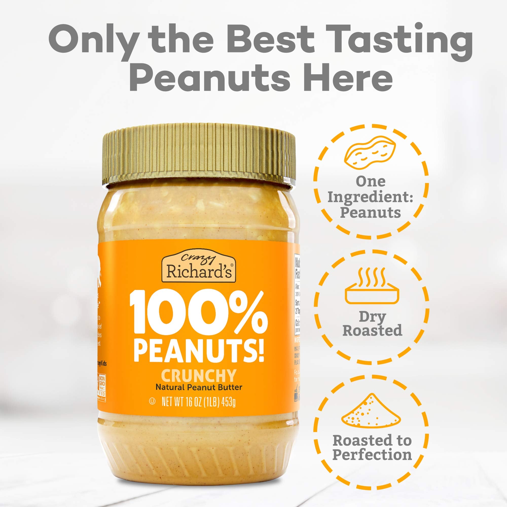 Crazy Richard Peanut Butter, Crunchy, 16 oz