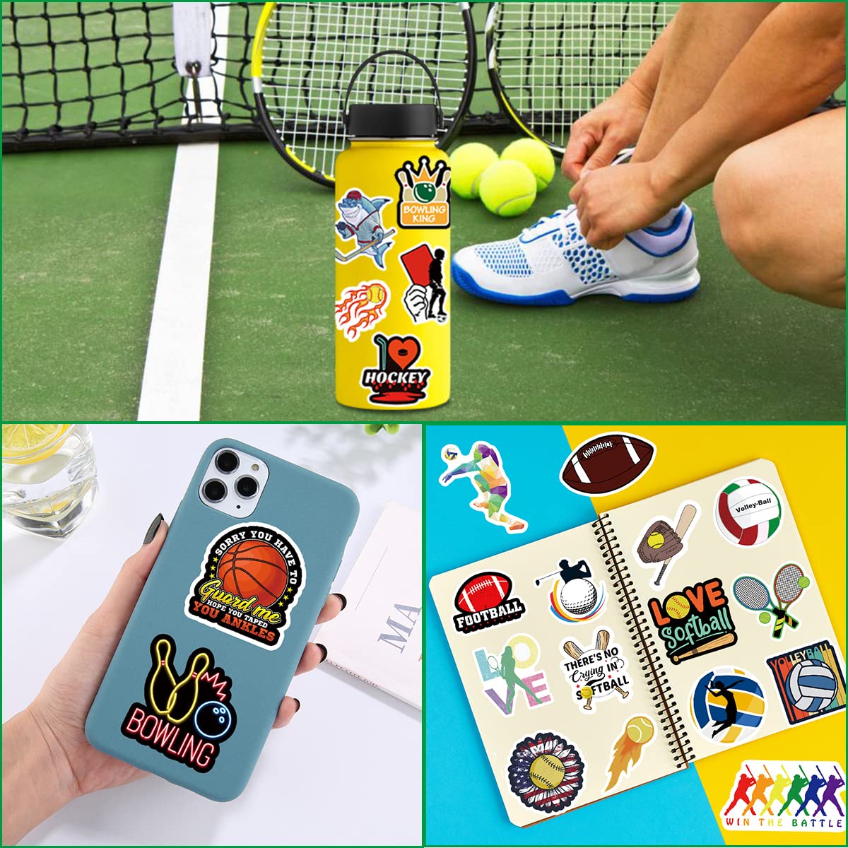 Sports Stickers 150PCS Gift for Water Bottles - Basketball, Baseball, Football, Volleyball, Soccer - Stickers for Teens/Kids