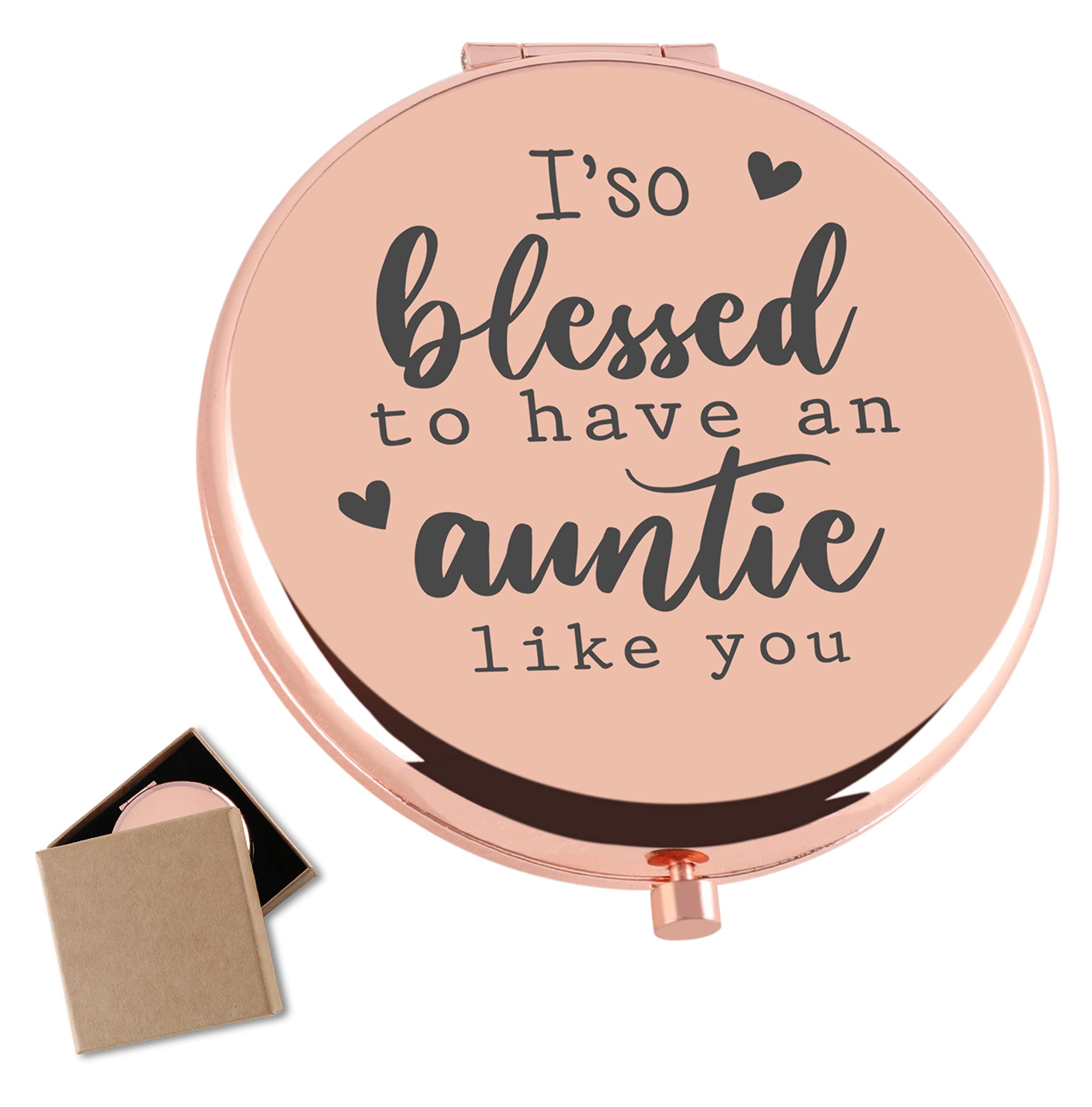 Cawnefil Aunt Gifts from Niece Travel Compact Mirror I'so Blessed to Have a Auntie Like You Aunt Gifts from Nephew Birthday Christmas for Aunt from Niece