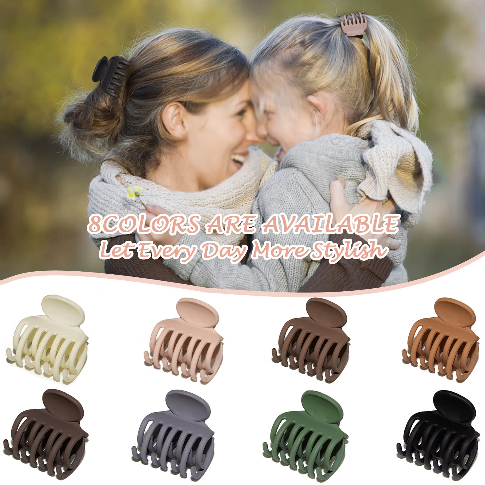 1.6" Matte Medium Double Row Teeth Hair Clips for Women - Strong Hold Jaw Clamps for Thin, Fine & Thick Hair