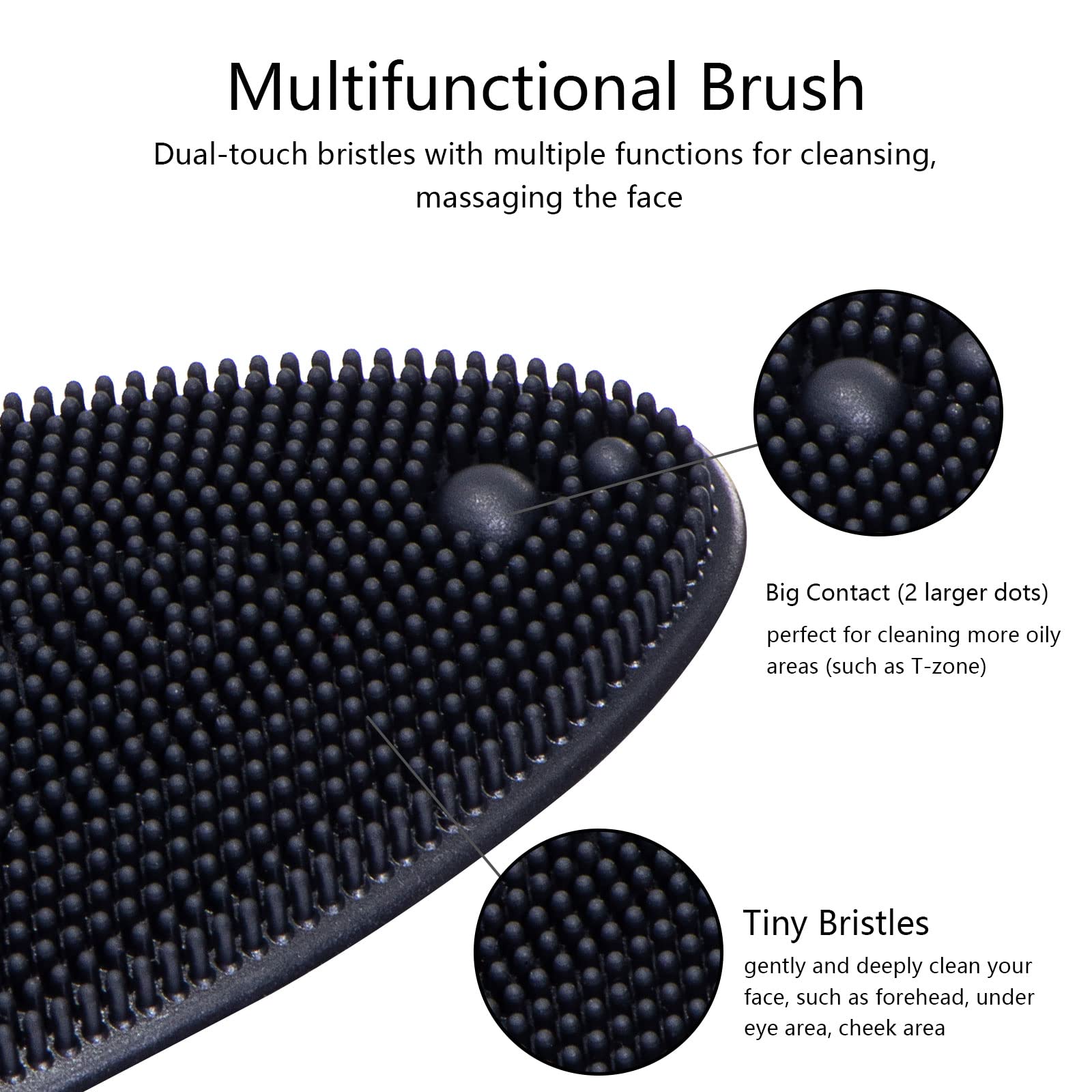 4 Pack Silicone Face Scrubber, Beomeen Facial Cleansing Brush Soft Silicone Facial Exfoliation and Massage Brush Blackhead Scrubber for Men and Women (Black)