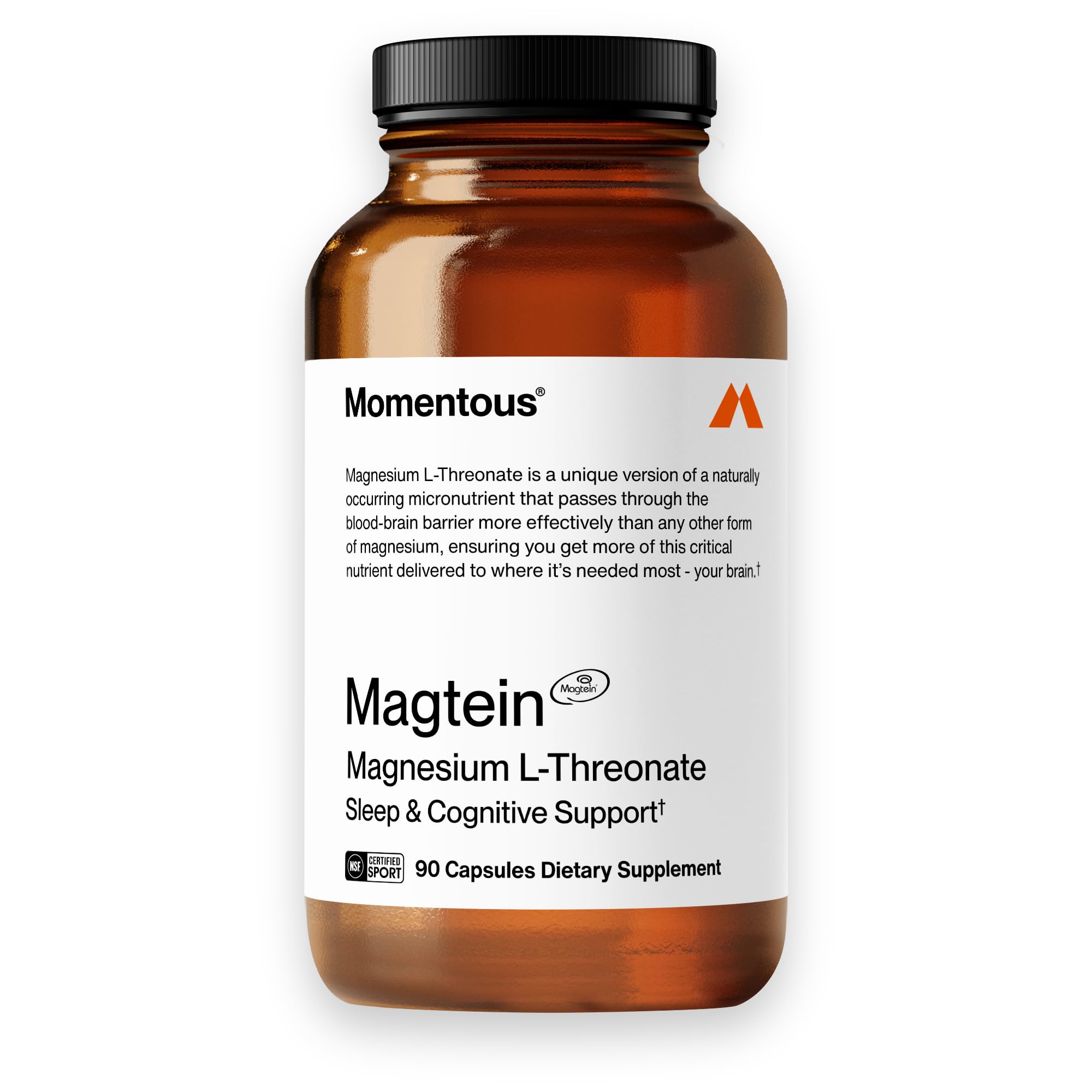 Momentous Magtein Magnesium L-Threonate 145mg - Magnesium Threonate Supplement for Cognitive Function & Rest Support - Magnesium L Threonate Capsules, 30 Servings (Package May Vary)