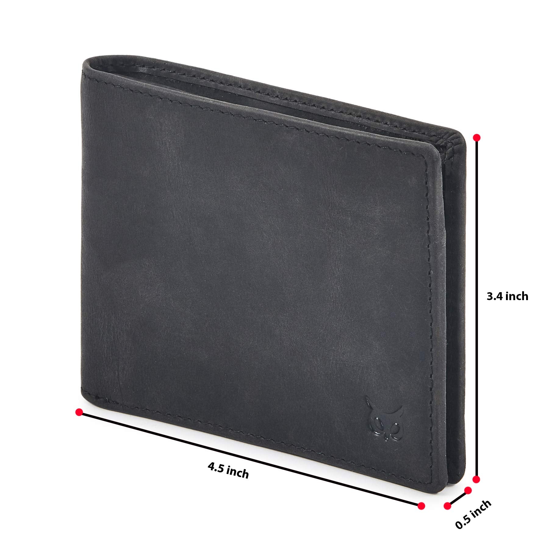 Real Leather Mens Bifold Wallet RFID Blocking Slim Minimalist Front Pocket - Thin & Stylish with ID Window in Gift Box (Crazy Horse, Black)