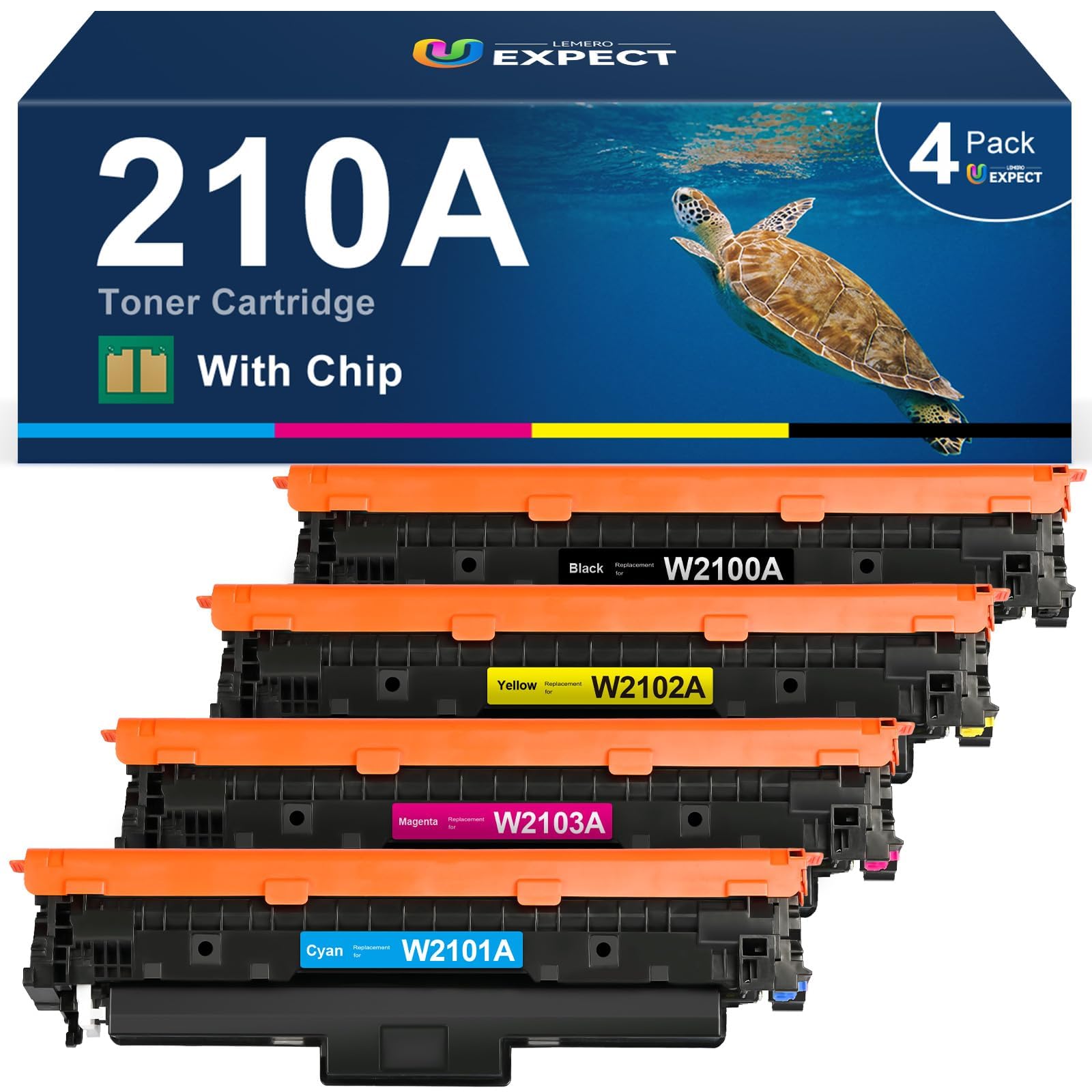 210A Toner Cartridge 4 Pack with Chip Compatible Replacement for HP 210A 210X W2100A W2100X for Color MFP 4301dw 4301fdw 4301fdn Pro 4201dw 4201dn Printer | 210A Toner Cartridge Set