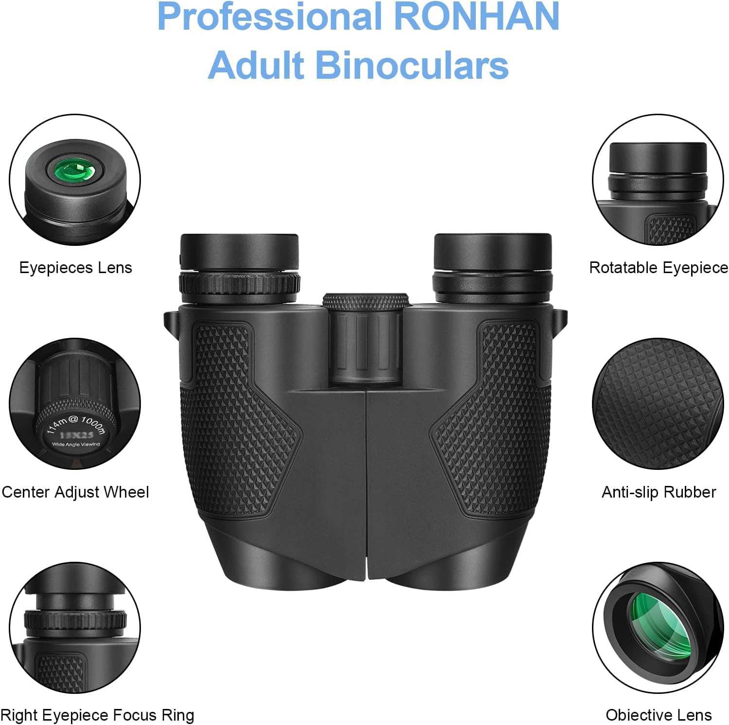 12x25 Compact Binoculars for Adults and Kids, Waterproof Binoculars with Low Light Night Vision - High Powered Easy Focus Binoculars with Low Light Vision for Outdoor Hunting Travel