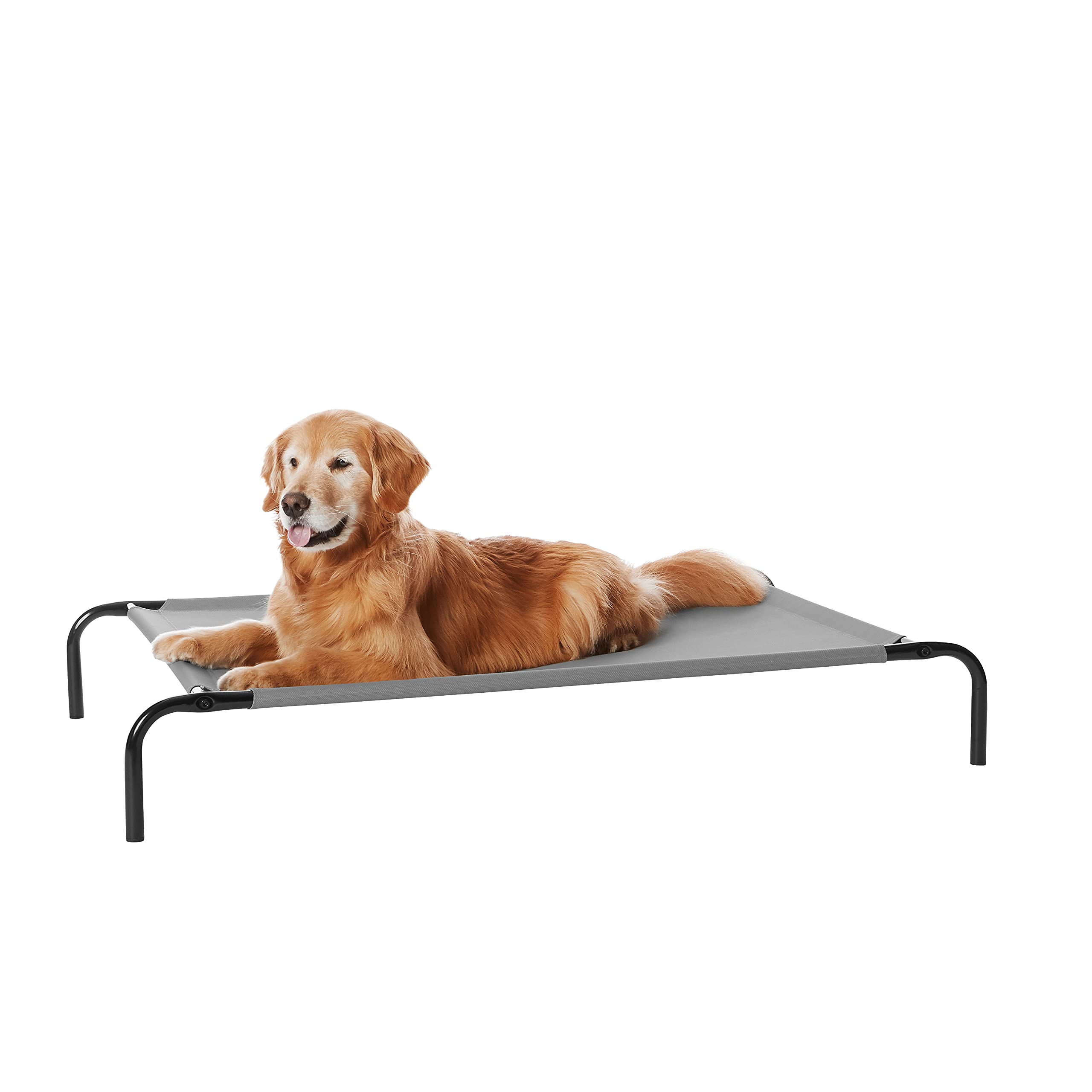 Amazon Basics Cooling Breathable Elevated Dog Bed with Metal Frame for Large Dogs, 51 x 31 x 8 Inch, Grey