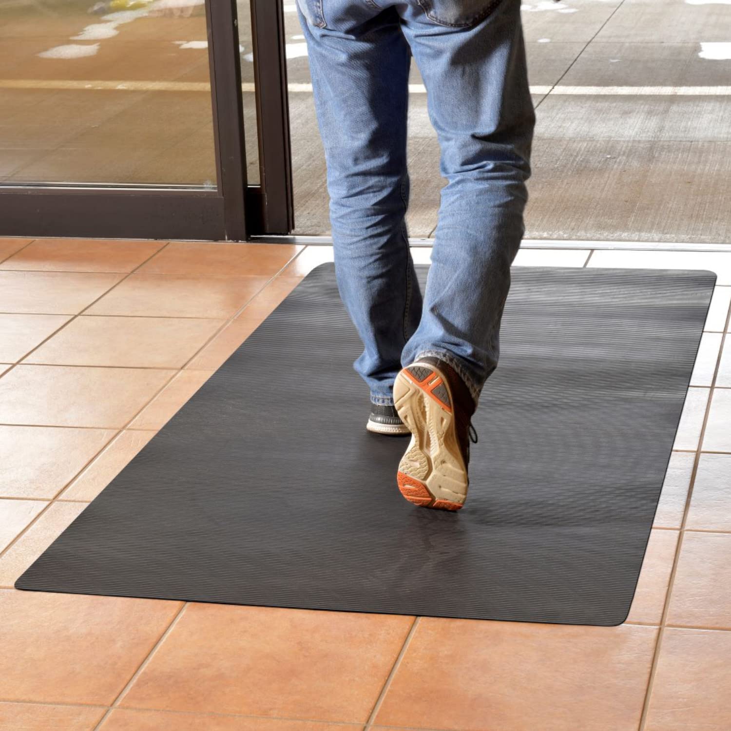 CLIMATEX Indoor/Outdoor Rubber Scraper Mat, 36 in. x 20 ft, Black﻿