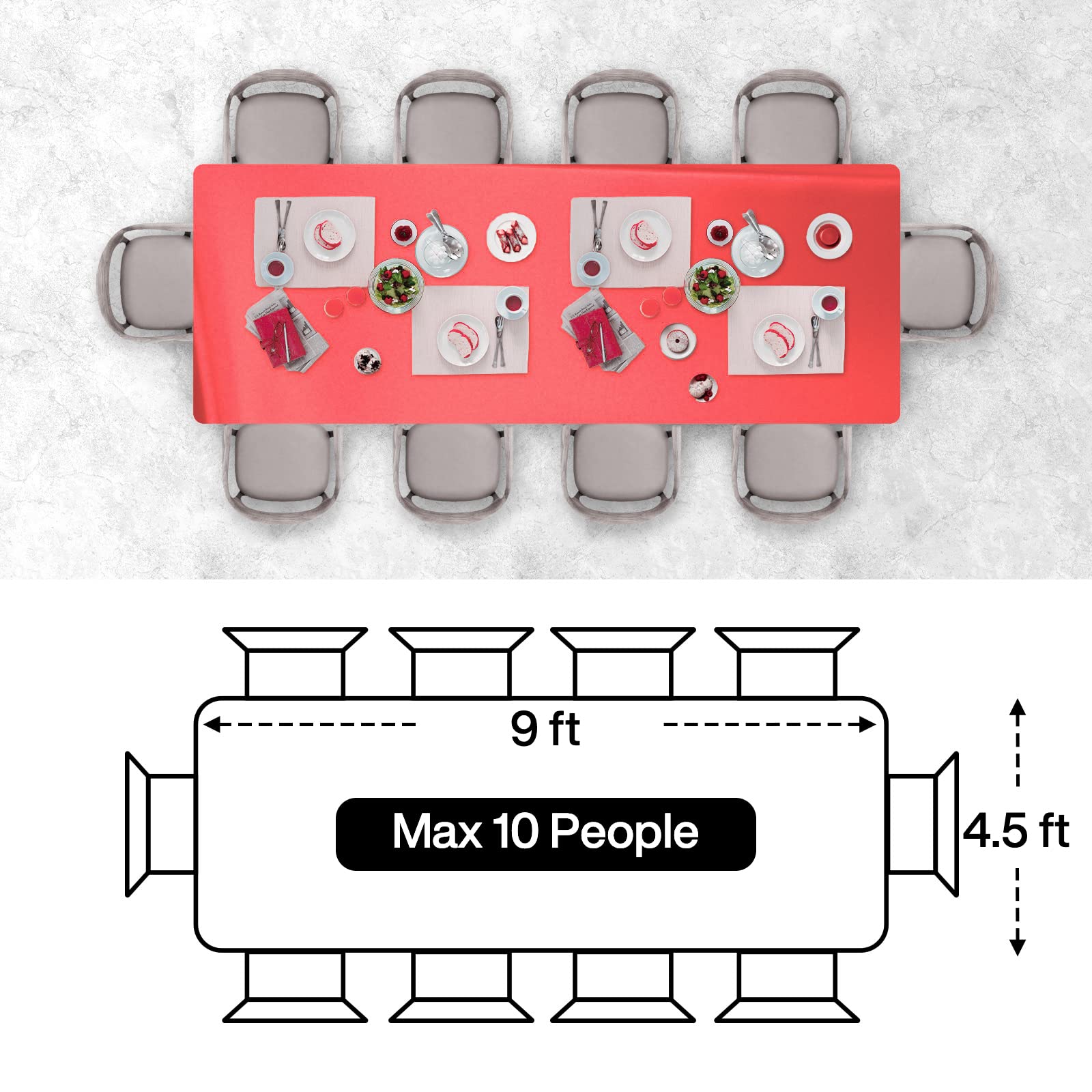 PartyWoo 3 pcs Red Foil Table Cover, 54 x 108 Inch Rectangle Waterproof Tablecloth for 6 to 8 Foot Tables, Disposable Plastic Party Tablecloth for Graduation Christmas Birthday Party Decorations
