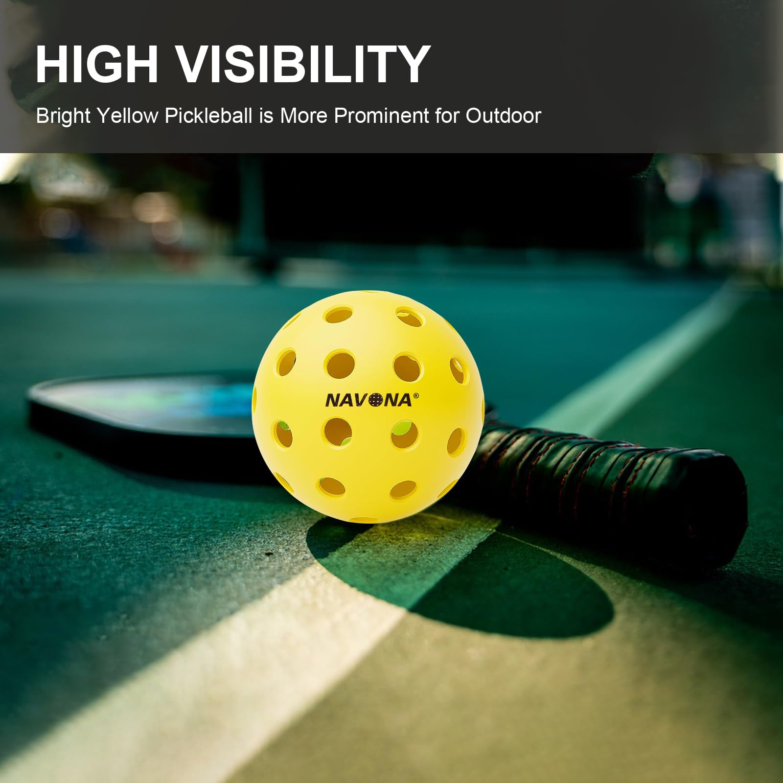 Navona 12 Pack Premium 40-Holes Yellow Outdoor Pickleball Balls, Meet USAPA Official Requirement, Perfectly Balanced, High Bounce True Flight, Durable Outdoor Pickleball Set