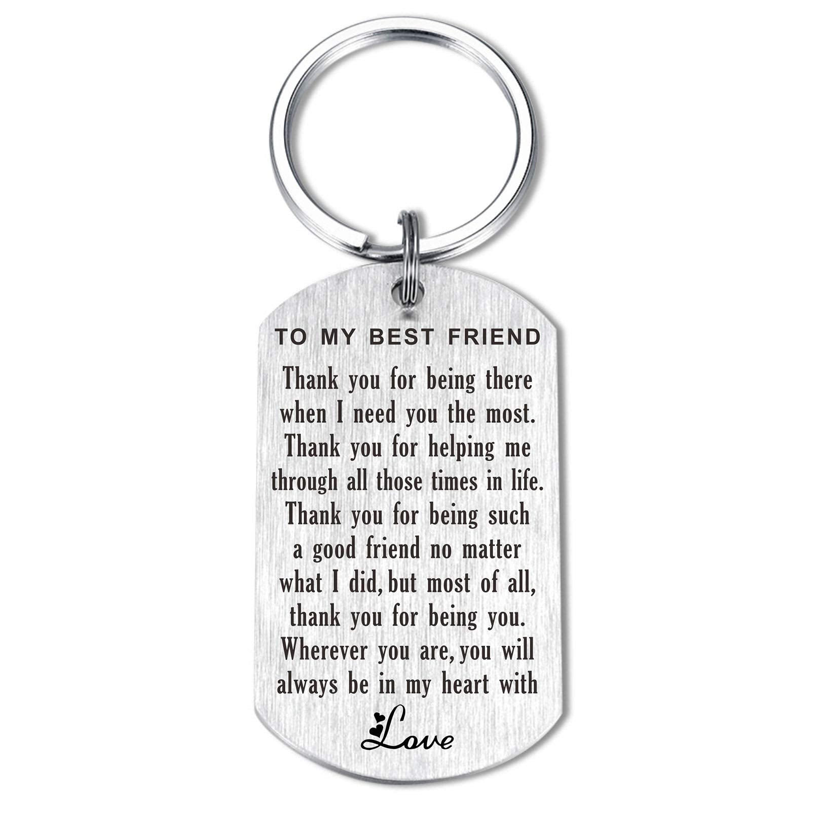 CPLJW Friend Gifts for Women, Engraved Keychain Necklace for Birthday Wedding Anniversary Cute Thoughtful Presents