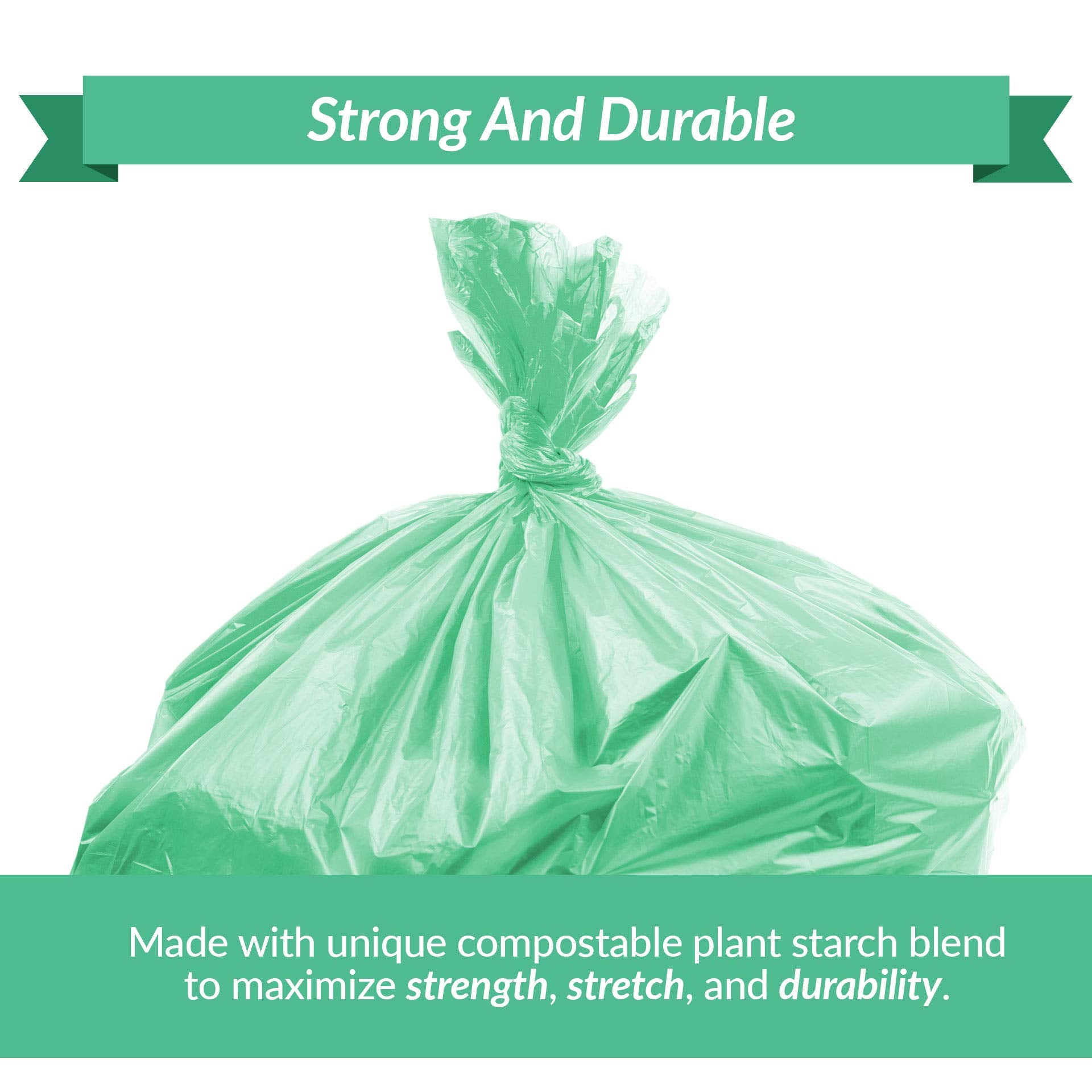 Reli. Compostable 13 Gallon Trash Bags | 75 Count | ASTM D6400 | Green | Eco-Friendly | For Compost