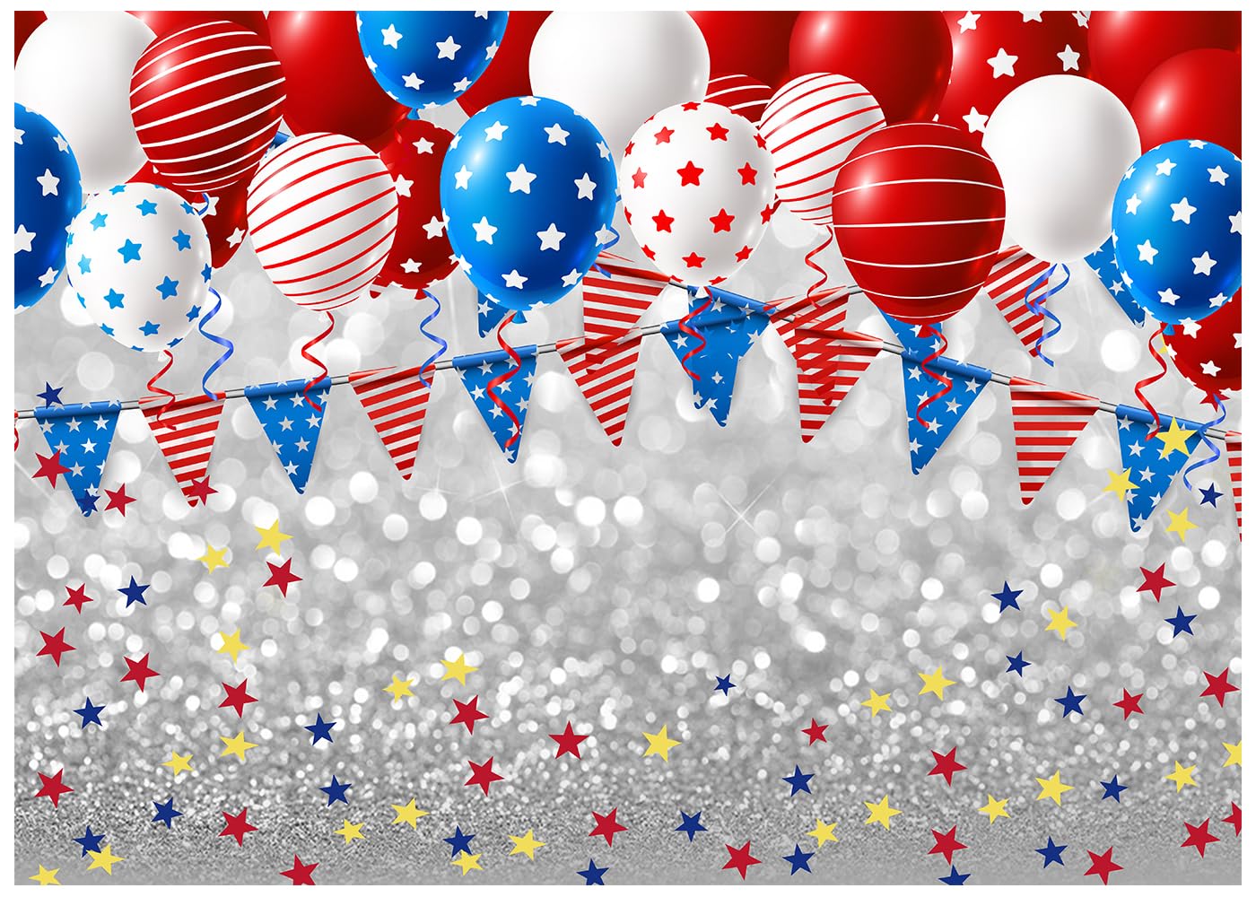 4th of July Backdrop Glitter Independence Day Decor Background Photography Decorations Memorial Day Party Supplies America Holiday Festival Banner Patriotic Photo Props, Ladvis 82.7"x59"