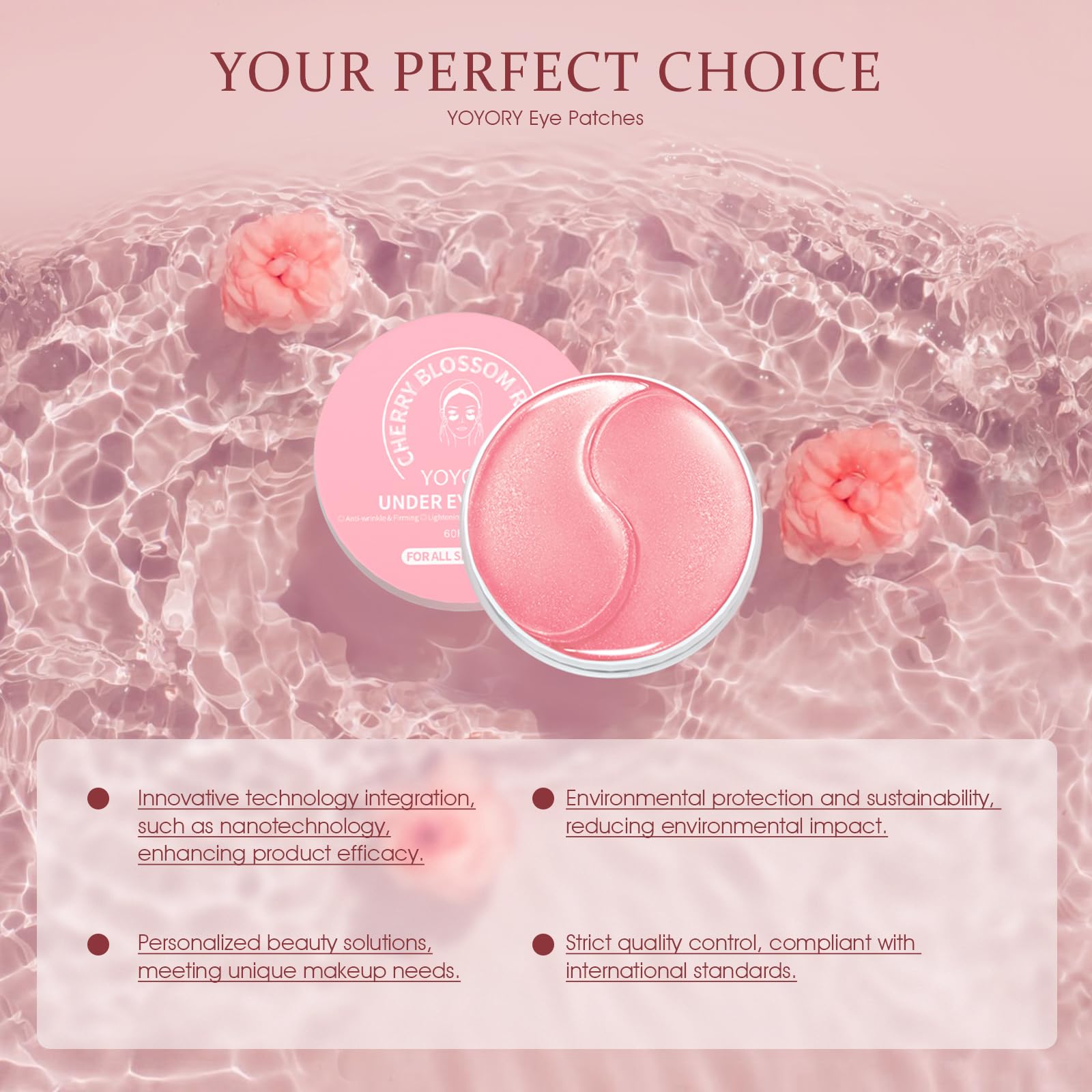 YOYORY Under Eye Patches Masks - for Fine Lines with Collagen and Hyaluronic Acid, Dark Circles,Eye bags,and Fade Wrinkles, puffiness Smoothing Skin Care Treatment for Women and Men, (60 Pcs) Pink