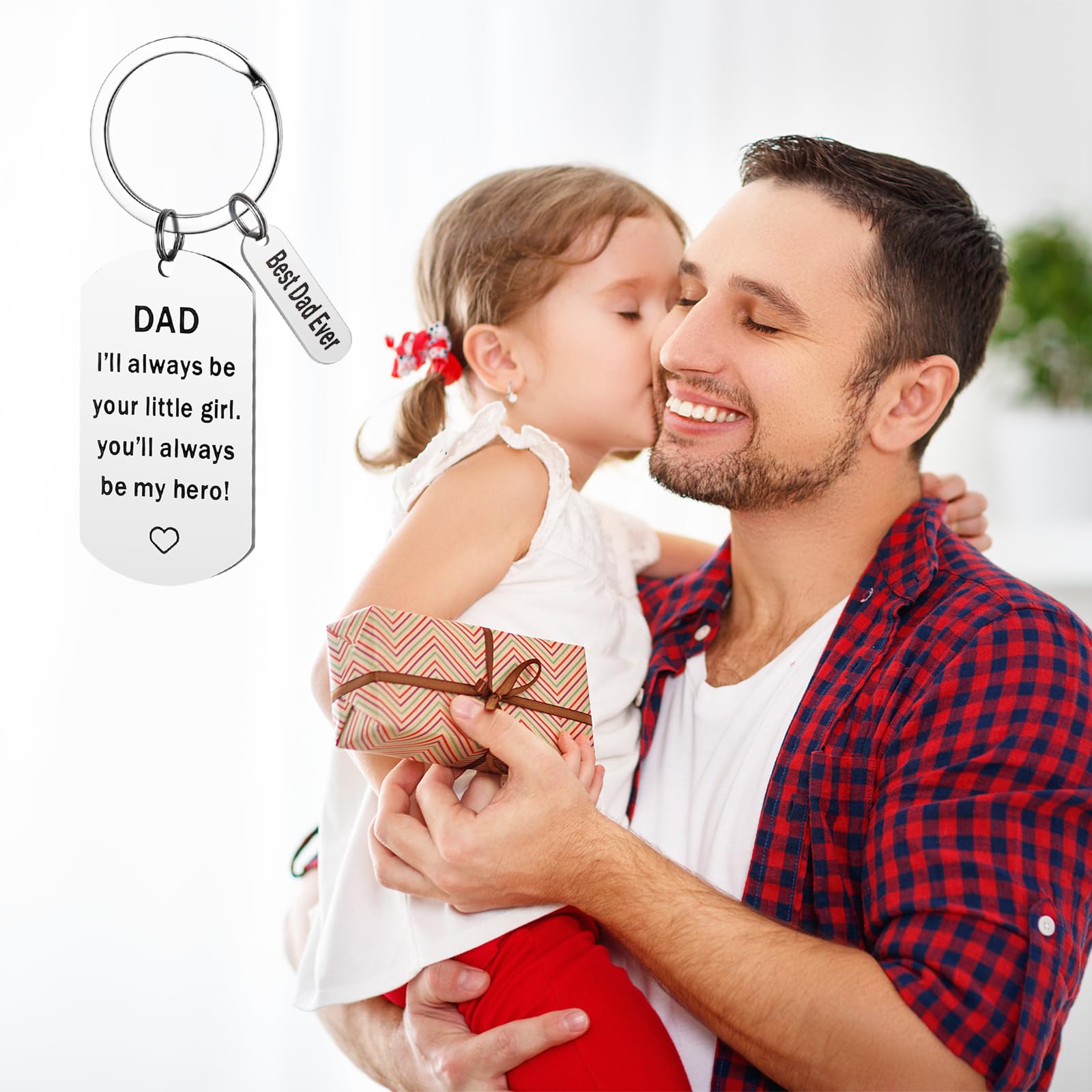 Antenda Fathers Day Dad Gifts from Daughter - Dad Gifts Keychain Father Daughter Keychain for Daddy Birthday Christmas Gifts (Silver)