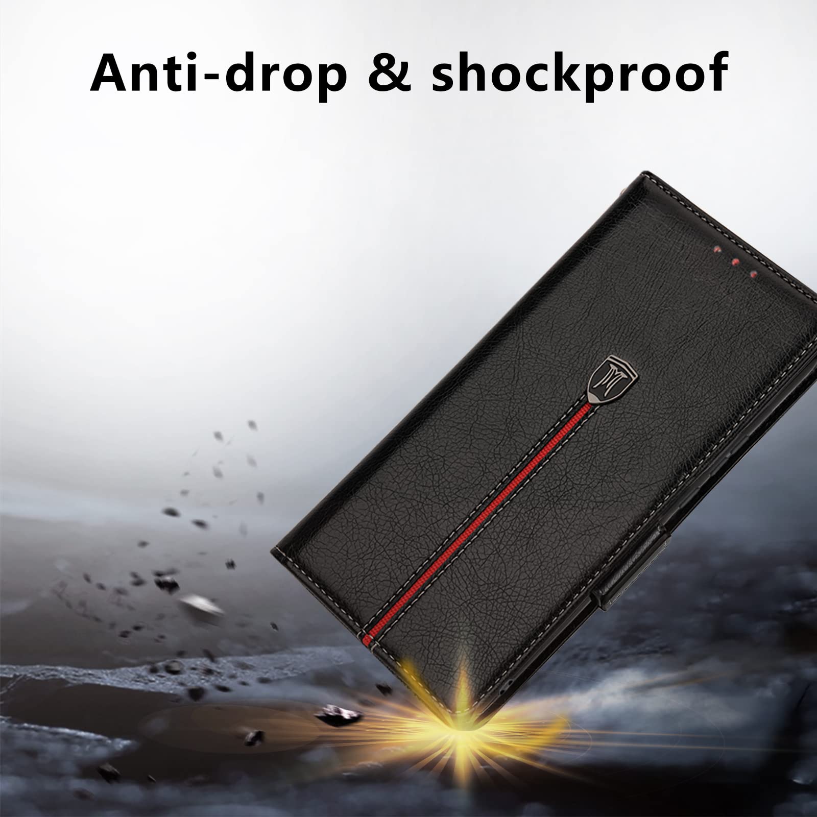 for Samsung Galaxy A34 5G Case, Magnetic Leather Card Slots Galaxy A34 5G Wallet Phone Case, Flip Silicone TPU Bumper Protective Cover with Kickstand, Shockproof Folio Book Case for Samsung A34 Black