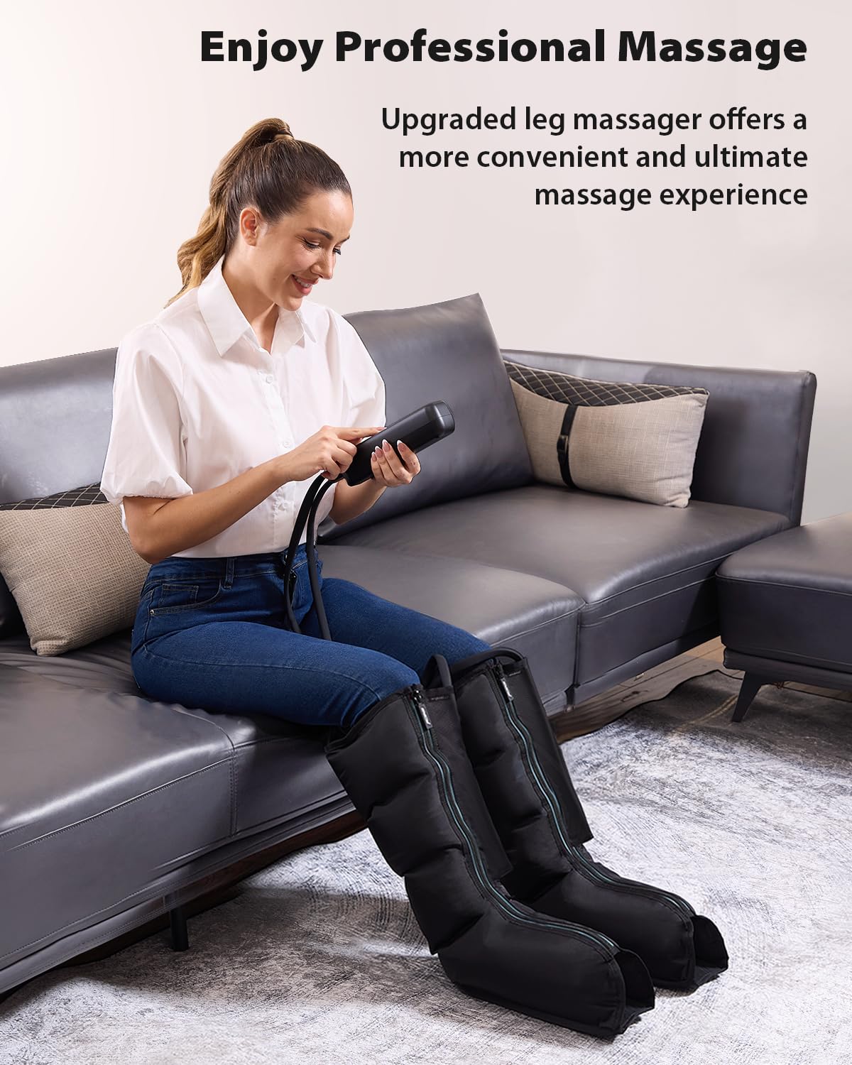 CINCOM Leg Massager for Circulation and Pain Relief, Air Compression Leg Massager for Foot and Leg Helpful for Lymphedema Edema Restless and Relaxation Birthday Gifts for Women Men