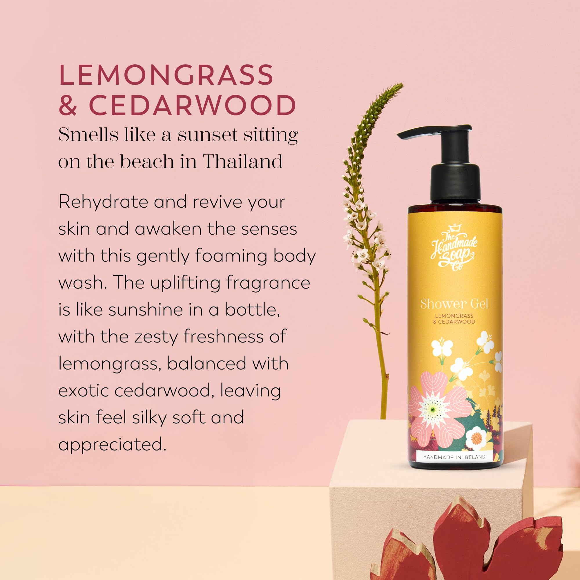 The Handmade Soap Company Shower Gel, Lemongrass & Cedarwood Body Wash, Liquid Bath Soap, Moisturizing Body Wash, Cruelty Free & Vegan Shower Gel, 10 fl oz