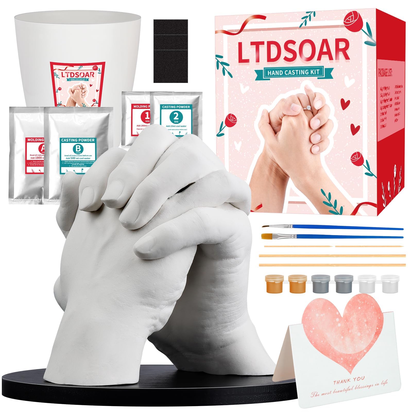 LTDSOAR Hand Casting Kit, Couples with Practice Kit, Hand Mold Kit for Adults & Kids, Romantic Anniversary Wedding Birthday for Her or Him,Boyfriend Girlfriend Unique