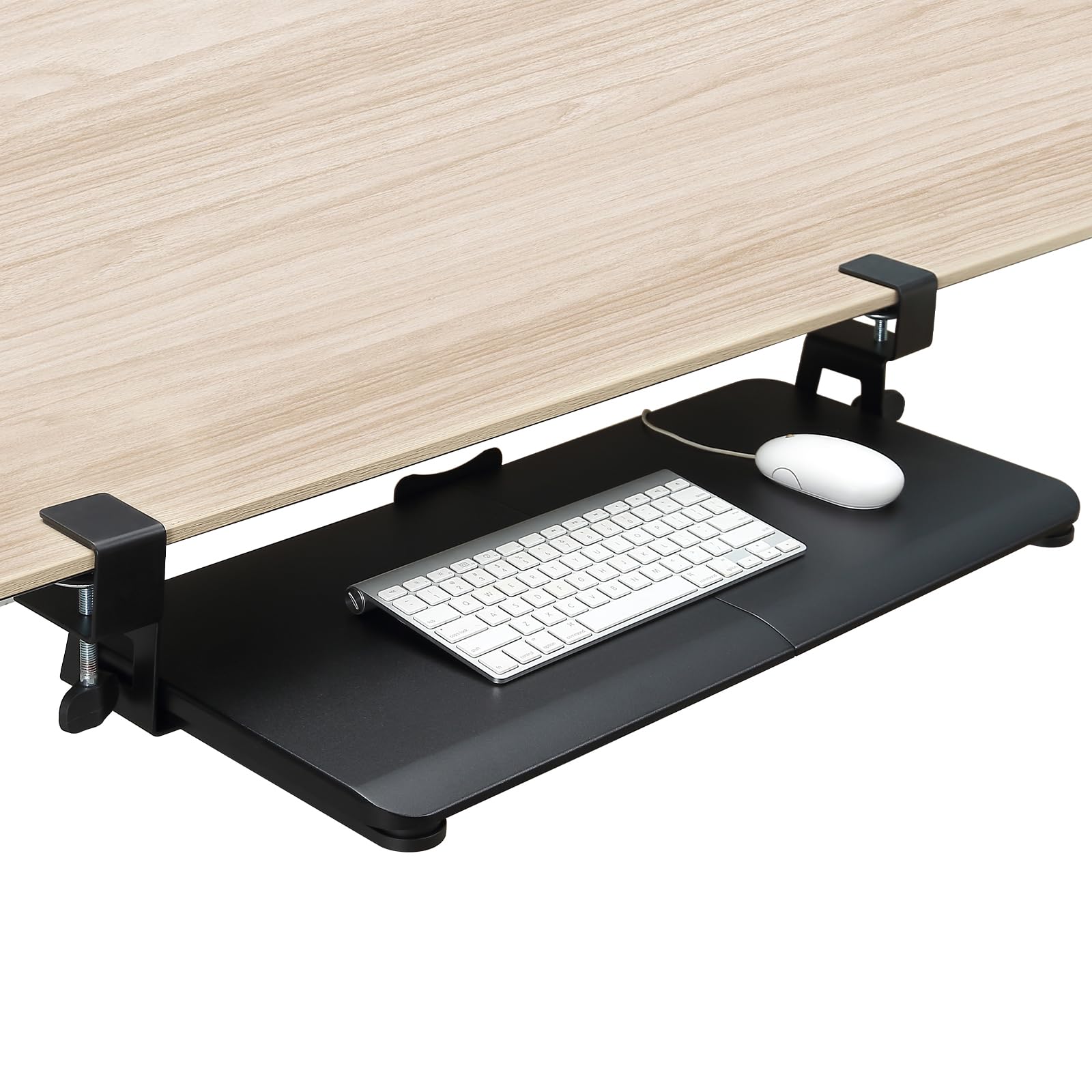 DQCGLY Keyboard Tray Under Desk, Slide Out Computer Keyboard & Mouse Tray with C Clamp-on Mount Easy to Install,30" W（Including Clamps） X 12"D Large Size,Black