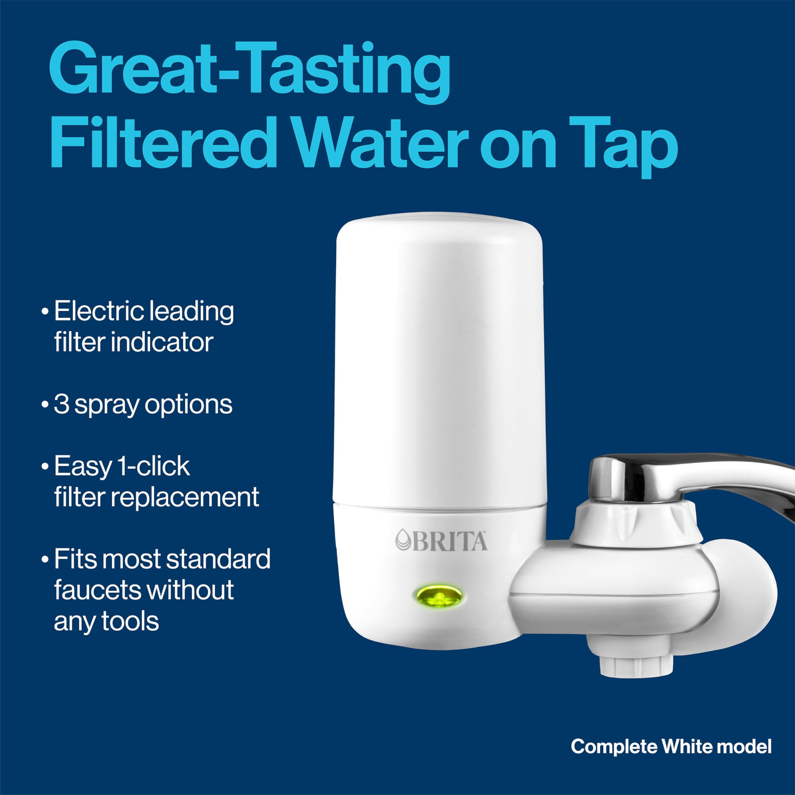 Brita Faucet Mount Water Filter for Sink, Removes 99% of Lead, Elite Advanced Filtration System, Includes 1 Replacement Filter, White