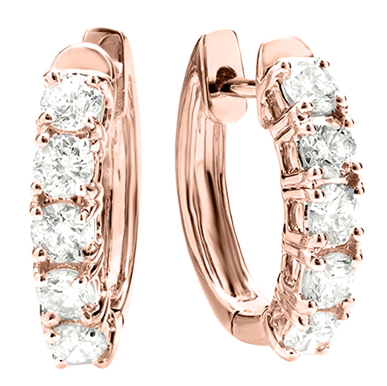 6 Carat 14K Rose Gold Classic LAB GROWN Diamond Huggie Hoop Earrings for Women Ultra Premium Collection (D-E Color, VS1-VS2 Clarity)