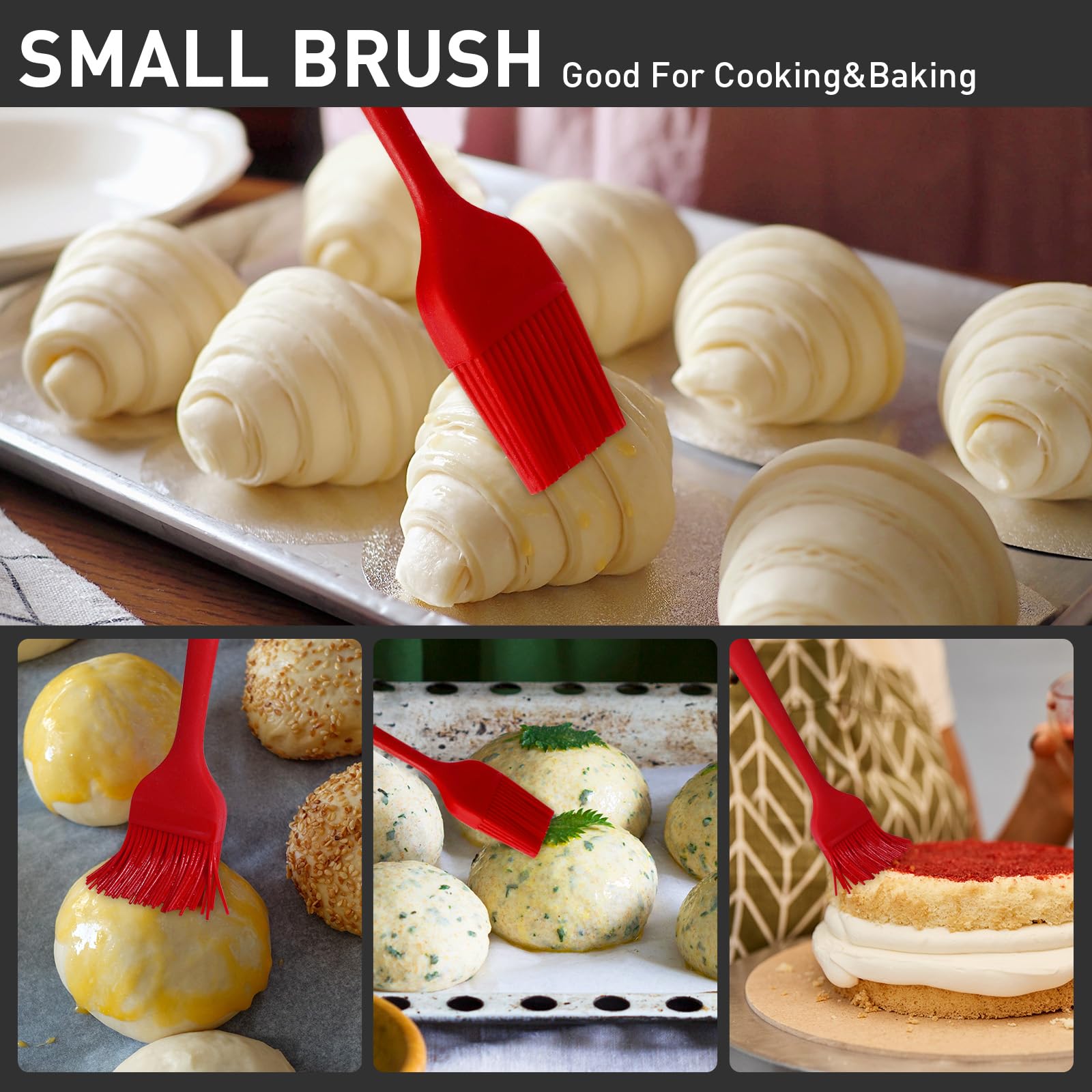 Begonia Silicone Basting Pastry Brush-2pcs Heat Resistant Cooking Brush for Oil, Sauce, Butter, BBQ, Grill and Marinade, BPA Free, Dishwasher Safe