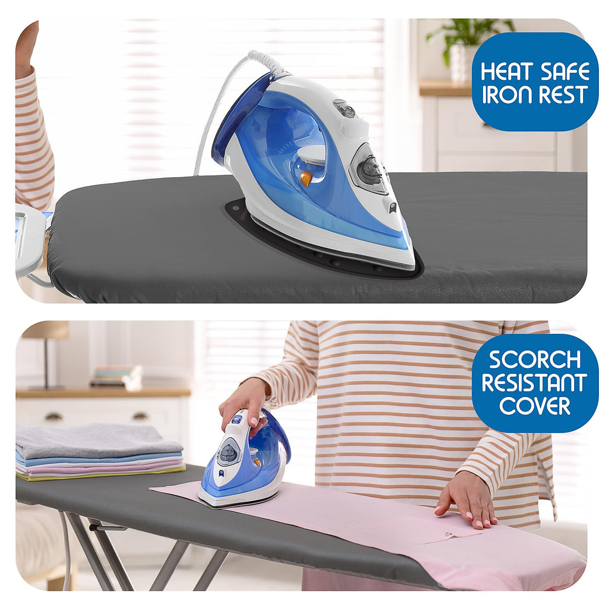 Set of 3 Ironing Board Holder Wall Mount & Over The Door Hanger, Laundry Room Ironing Board & Iron Hanger, Storage Caddy Iron Holder T&V Shaped Ironing Board Cover and Pad Set Full Size Iron Holder