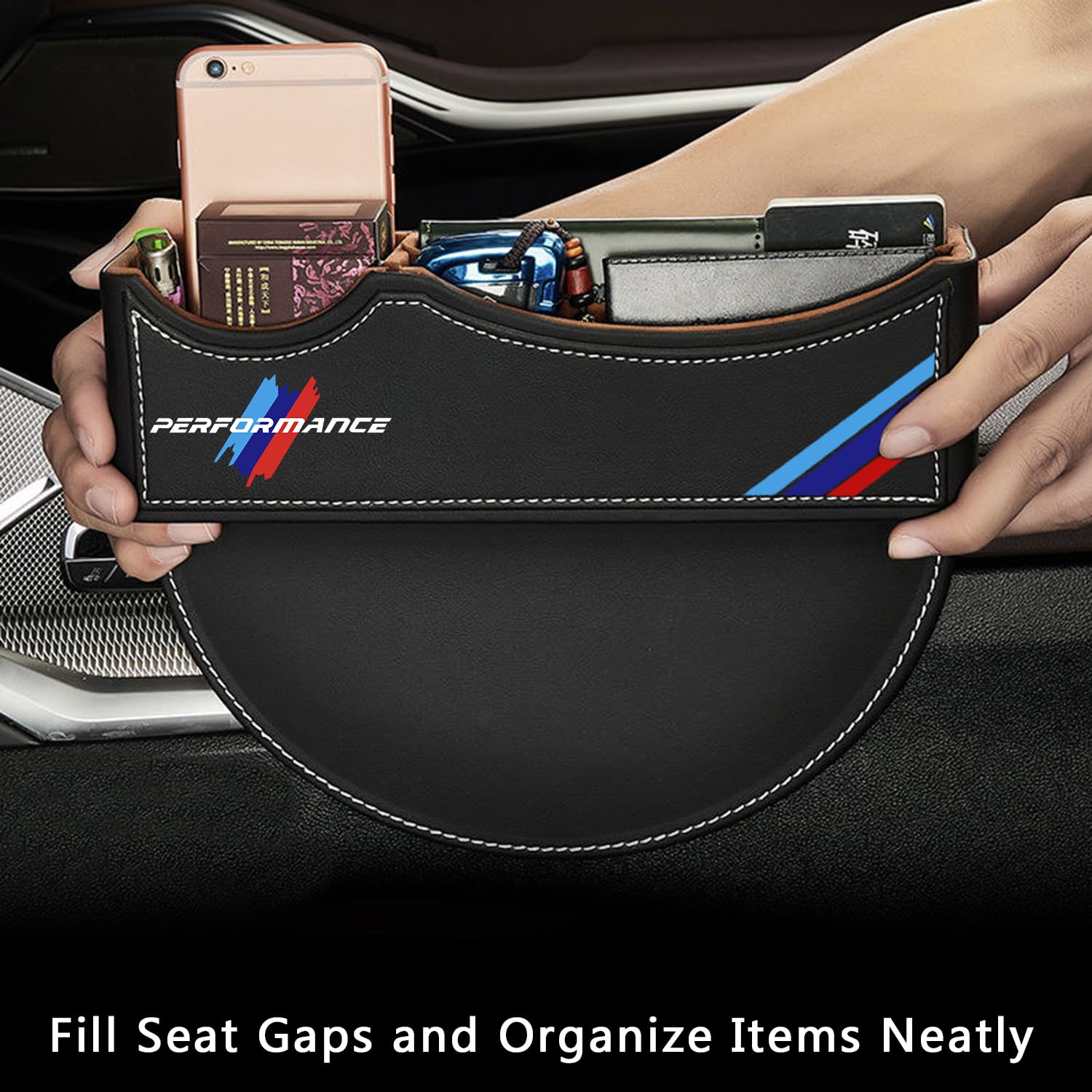 TOPABYTE Car Seat Gap Filler Organizer Storage Box Console Car Pocket Seat Catcher Seat Crevice Car Essentials for BMW Car SUV Truck Interior Accessories, 1 Pack