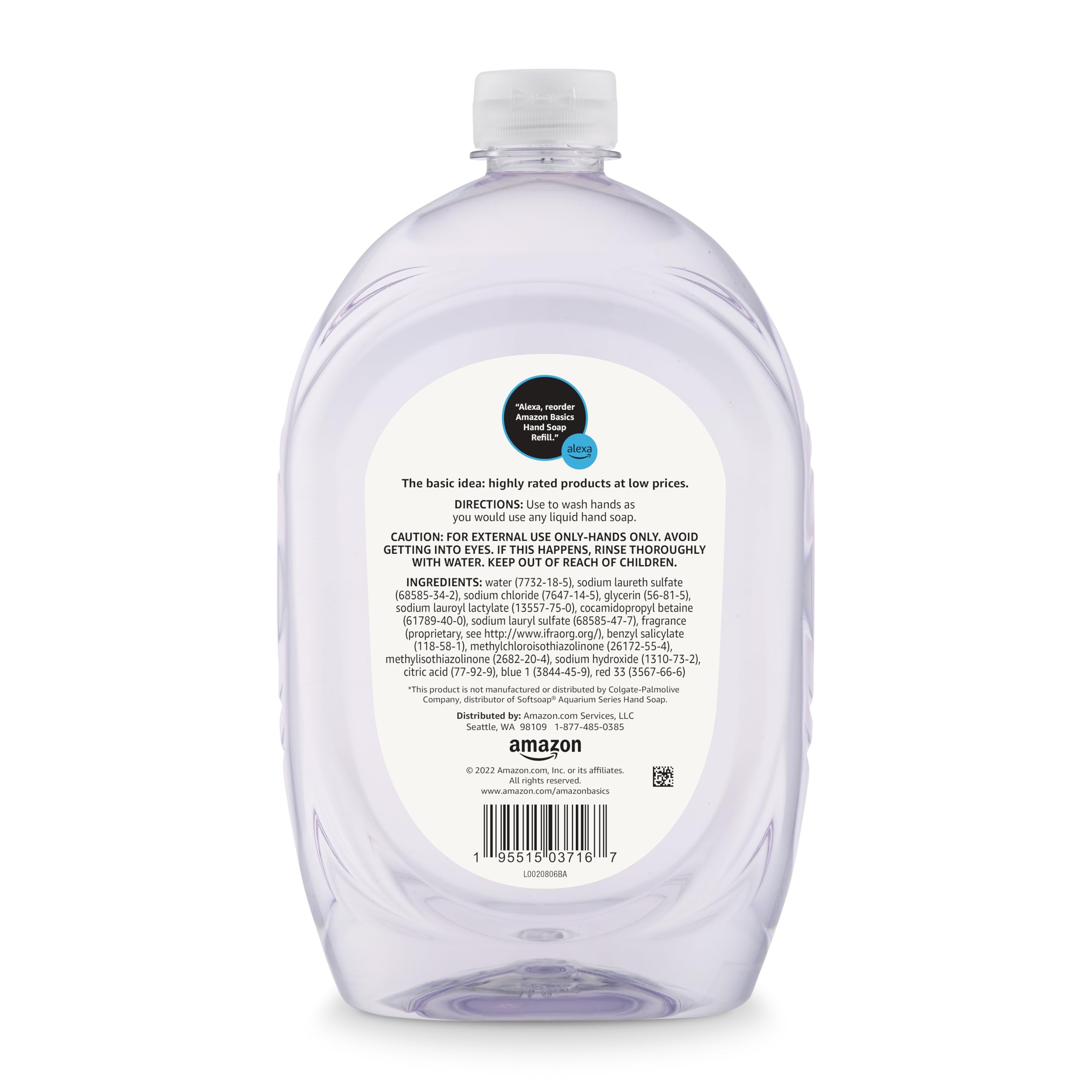 Amazon Basics Gentle & Mild Clear Liquid Hand Soap Refill, Triclosan-free, 50 Fluid Ounces, 1-Pack (Previously Solimo)