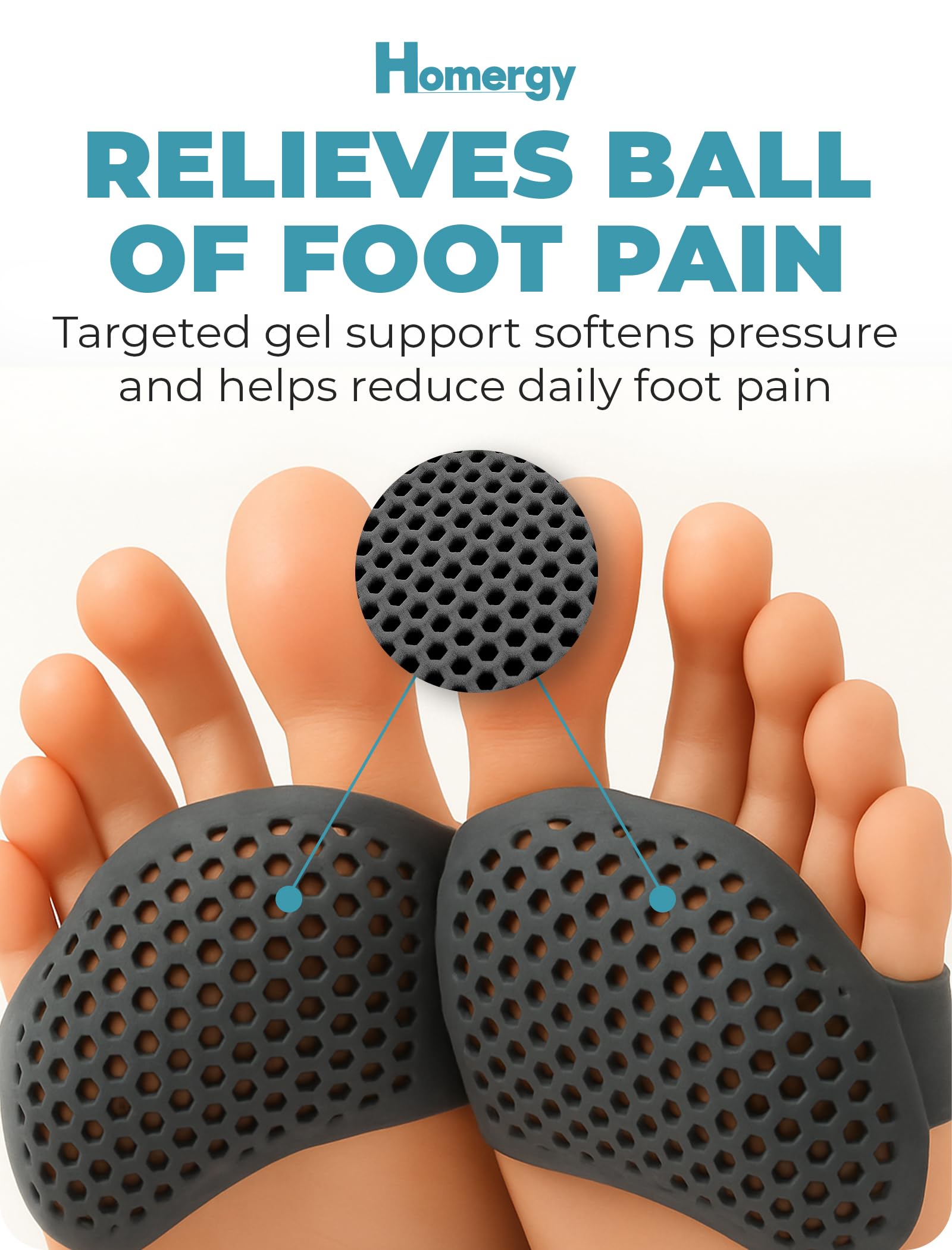 Metatarsal Foot Pads (4 Pack) + Premium Gel Heel Pads (2 Pack, M) – Foot Cushion Set for Daily Comfort & Pressure Relief