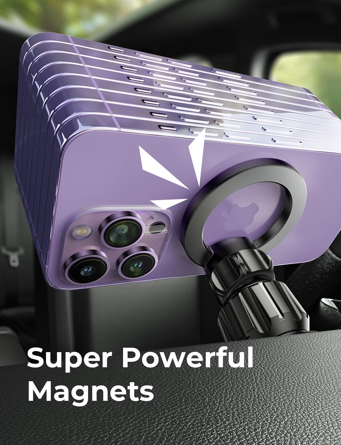 LISEN 2 Pack Fits MagSafe Car Mount, Magnetic Phone Holder [24 Super Magnets] Vent Phone Mount, Hands Free MagSafe Car Accessories for iPhone 16 15 14 13 Pro Max Plus Mag Safe Case, Green