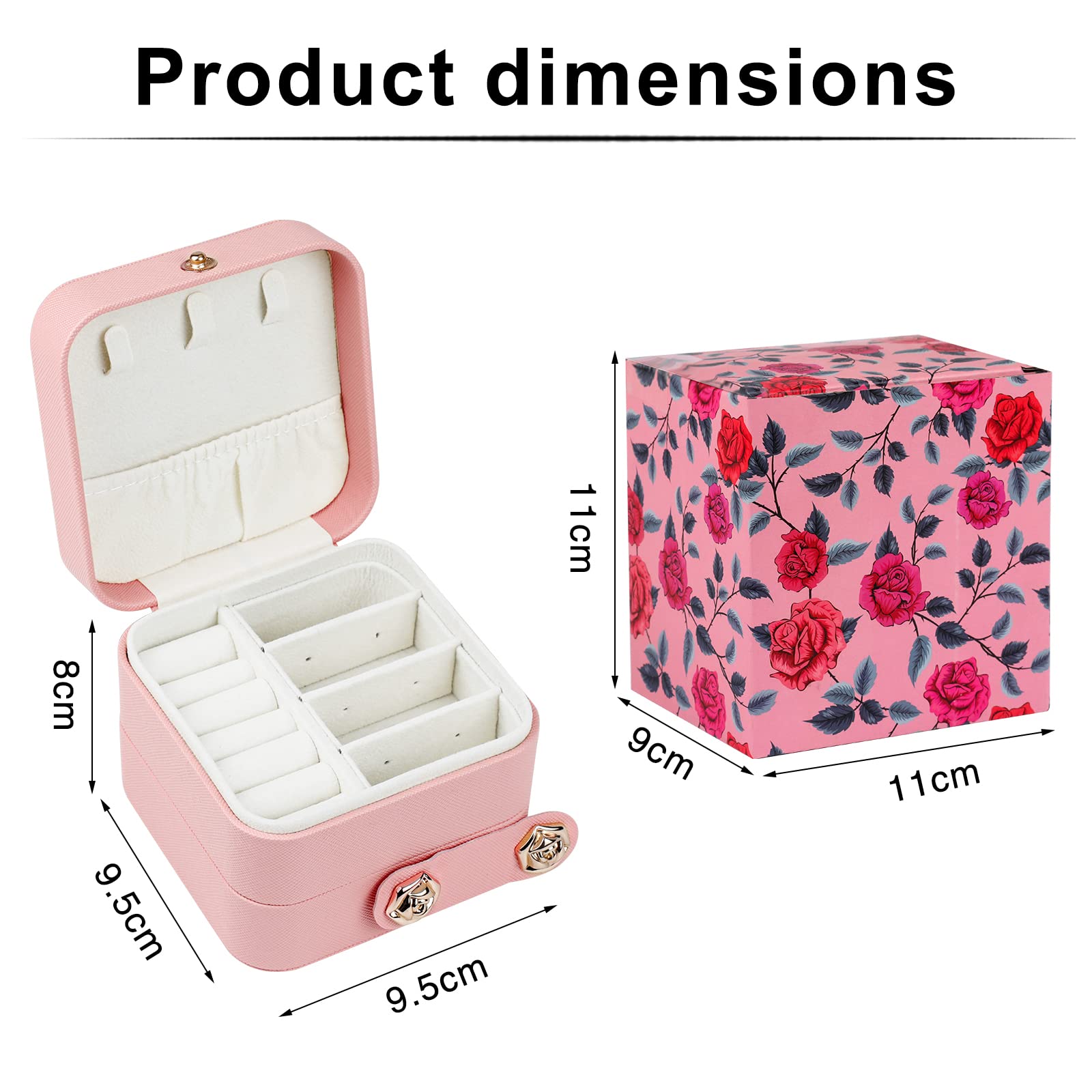 Hicdaw Travel Jewelry Case Small Jewelry Box PU Leather Organizer Box 3 Layer Mini Jewelry Travel Case Jewelry Gift Box for Women Girls