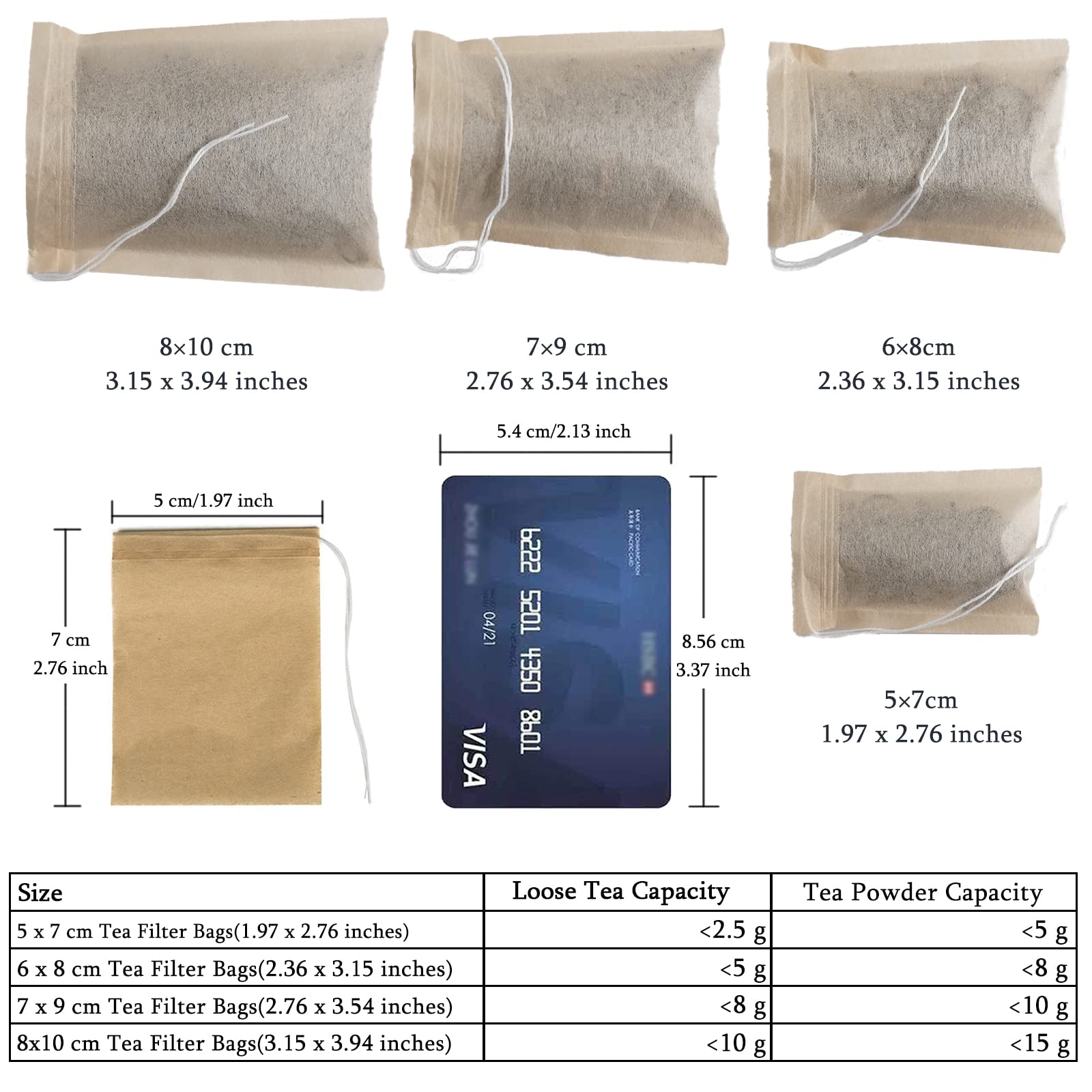 NEPAK 600 Pcs Disposable Tea Filter Bags for Loose Tea,Drawstring Empty Tea Bags for Loose Leaf Tea,with 100% Natural Unbleached Paper(1.97 x 2.76 inch)