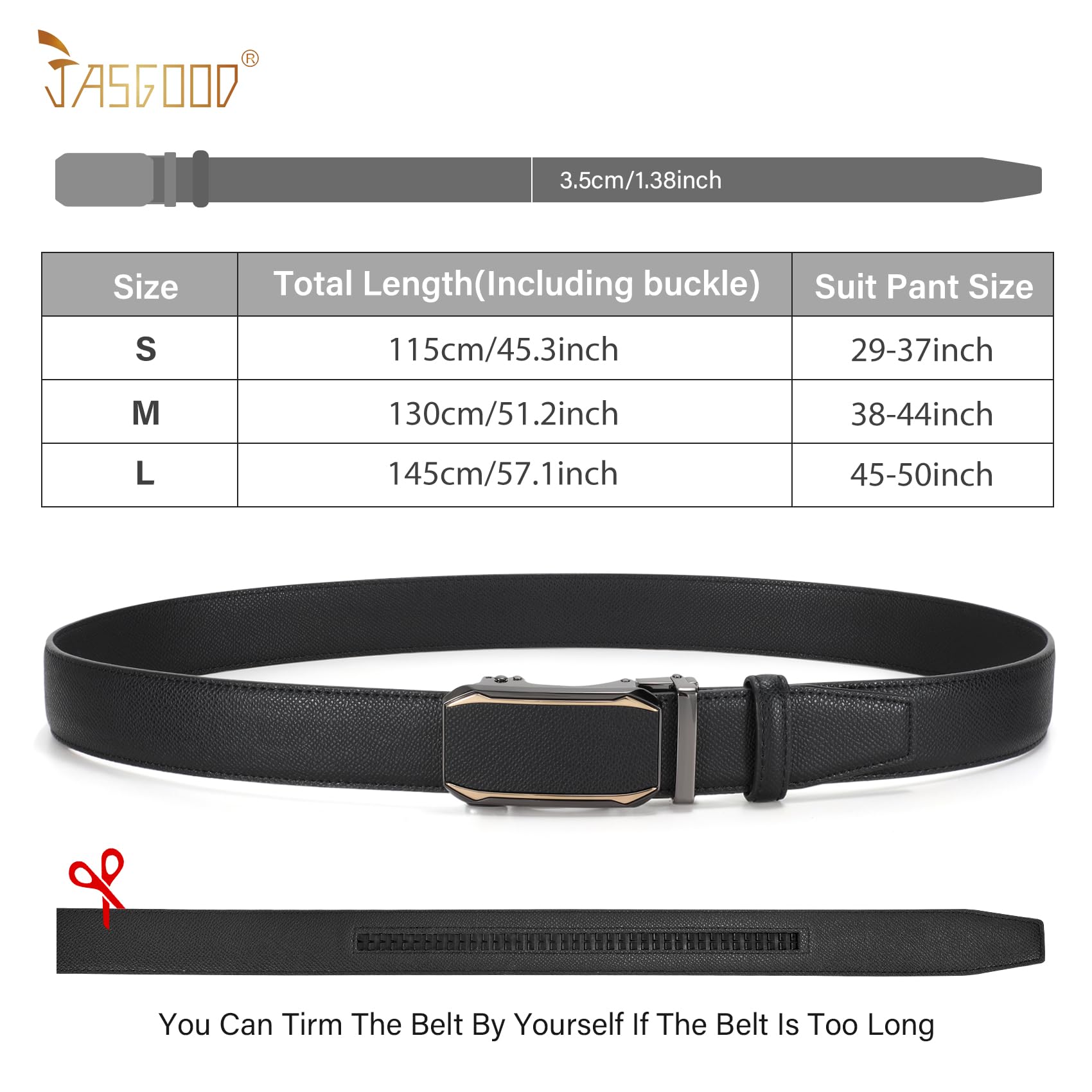 JASGOOD Mens Ratchet Belt Click Leather Belt Mens Dress Belt