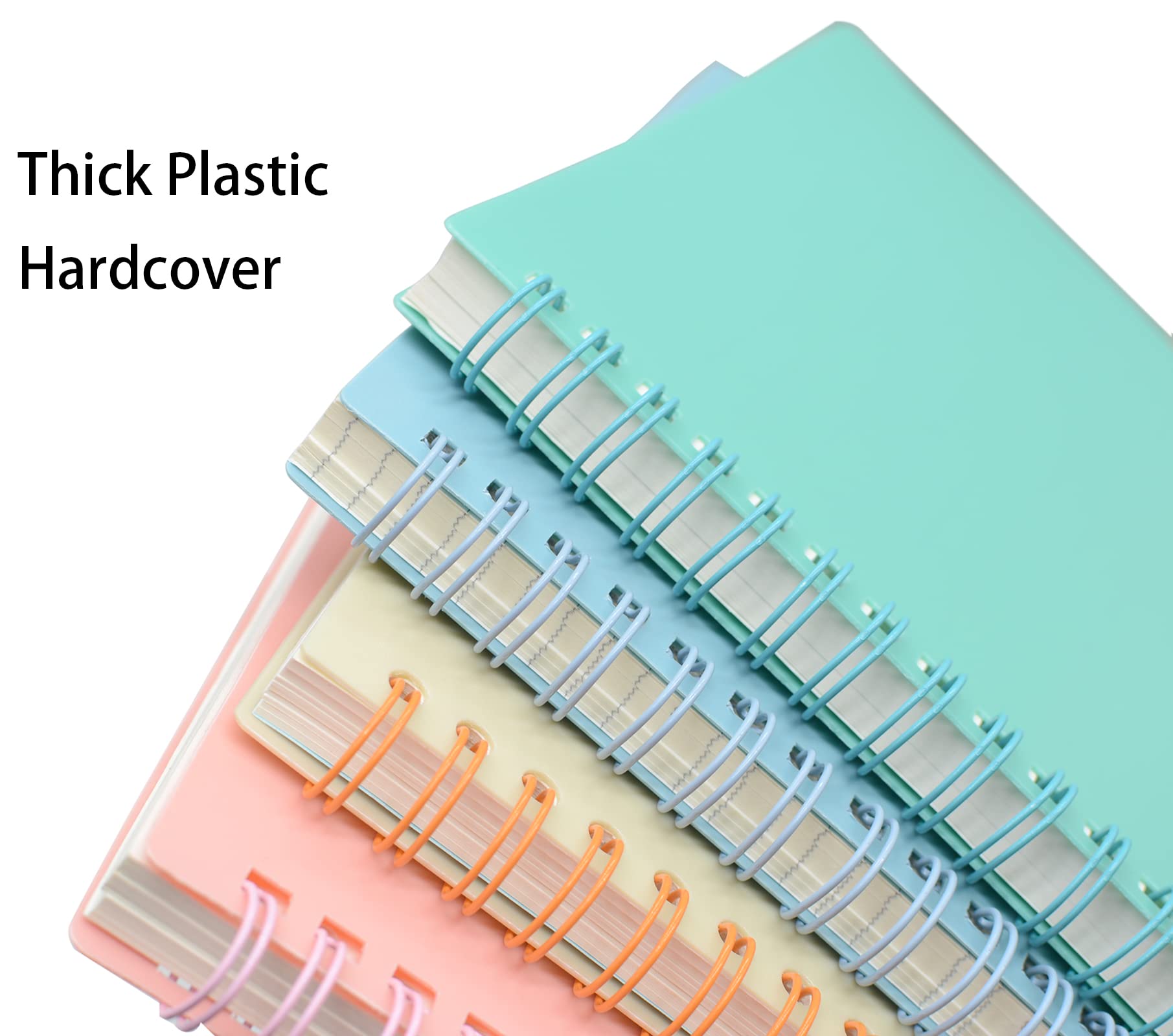 Yansanido Spiral Notebook, 3 Pcs A5 Thick Plastic Hardcover 8mm Ruled 3 Color 80 Sheets -160 Pages Journals for Study and Notes (Light Pink,Light Green,Light Blue, A5 5.7" x 8.3"-Ruled)