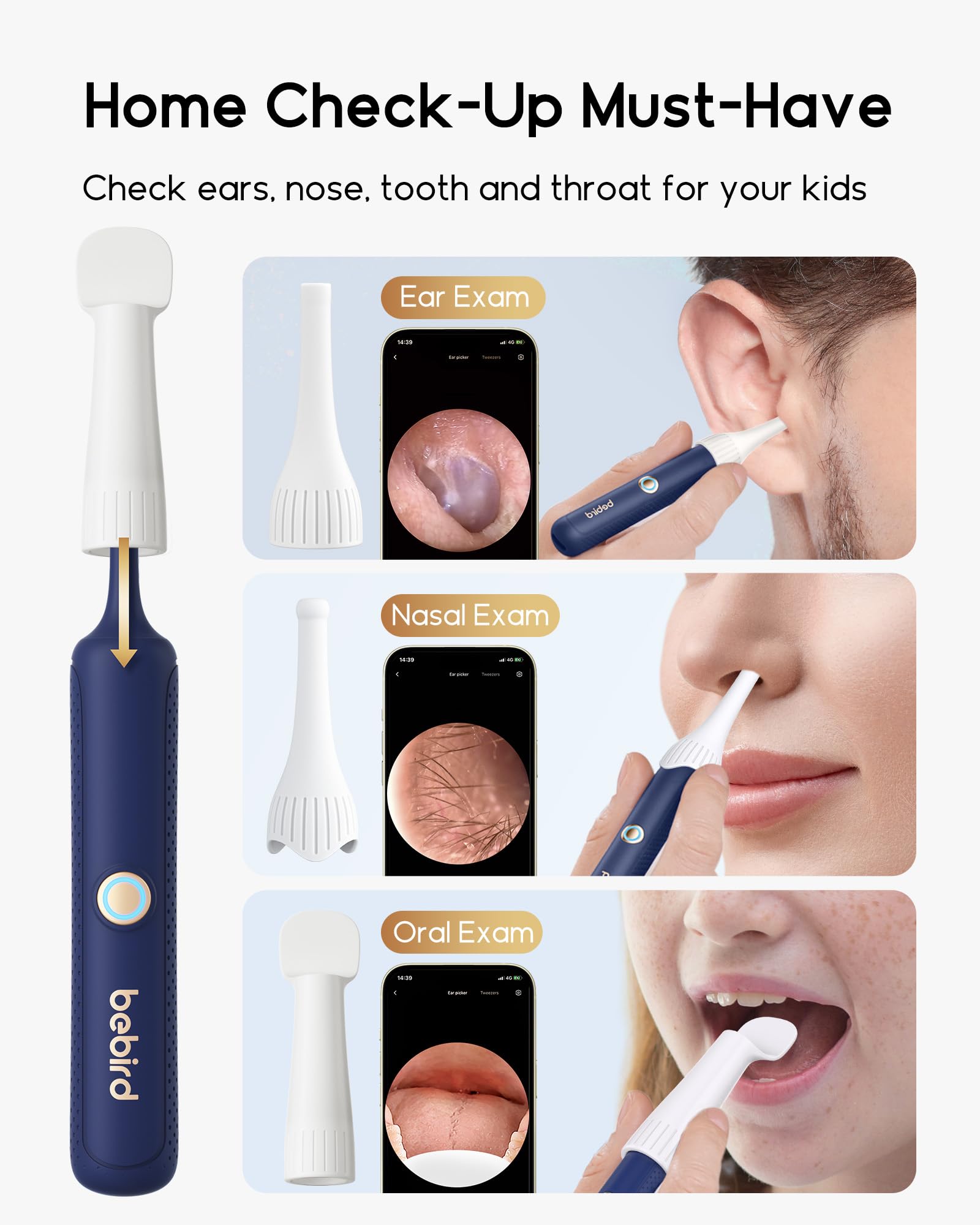 Bebird Earsight Plus Ear Cleaning Camera Wax Removal Tool kit, Flexible Ear Scope Otoscope Camera Light, Visual Ear Picker Wireless Earwax Remover Tweezers for Adults & Kids