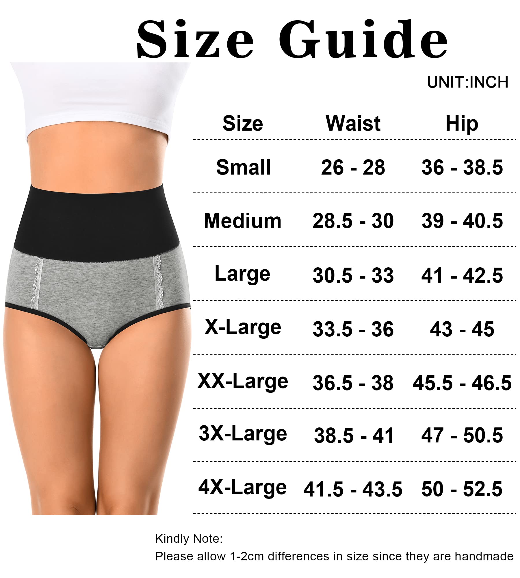 MISSWHO High Waisted Cotton Womens Soft C Section Underware Pack Comfy Tummy Control Underwear Postpartum Briefs Panties (Size 7,Large)