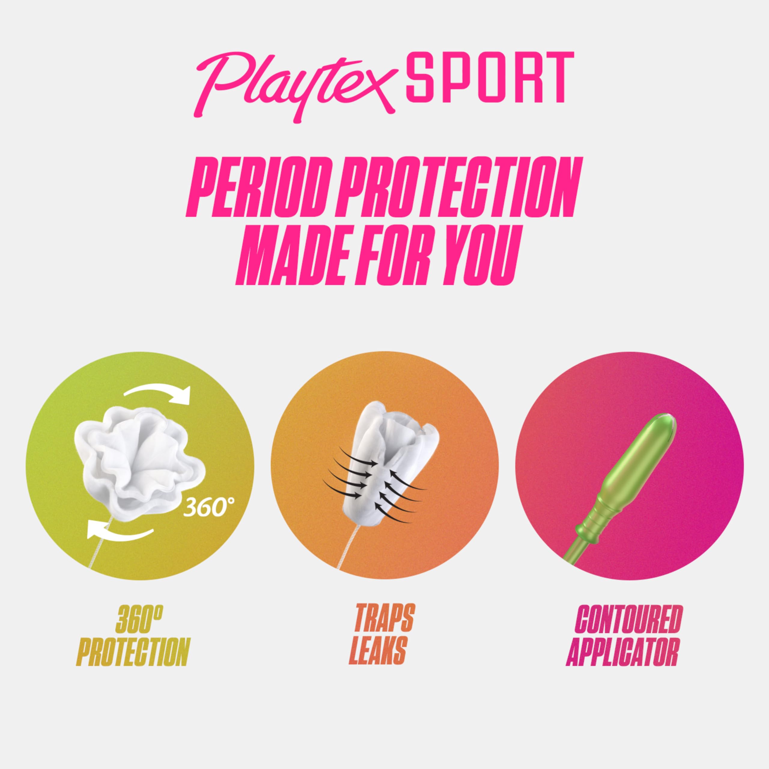 Playtex Sport Tampons, Regular Absorbency, Fragrance-Free Tampons - 84ct (6 Packs of 14ct)