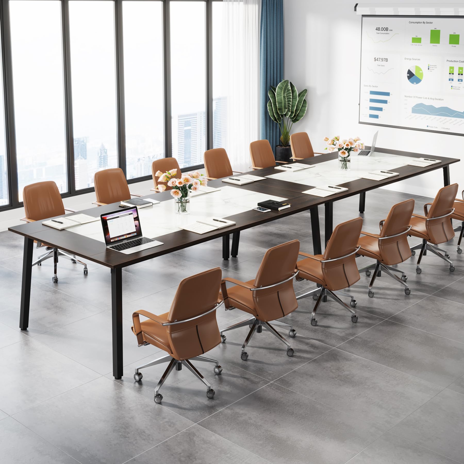 Tribesigns 6.56 FT Conference Table, 78.74-Inch Large Meeting Table for 8-10 People, Rectangle Office Conference Room Table, Business Seminar Table for Office Meeting Conference Room