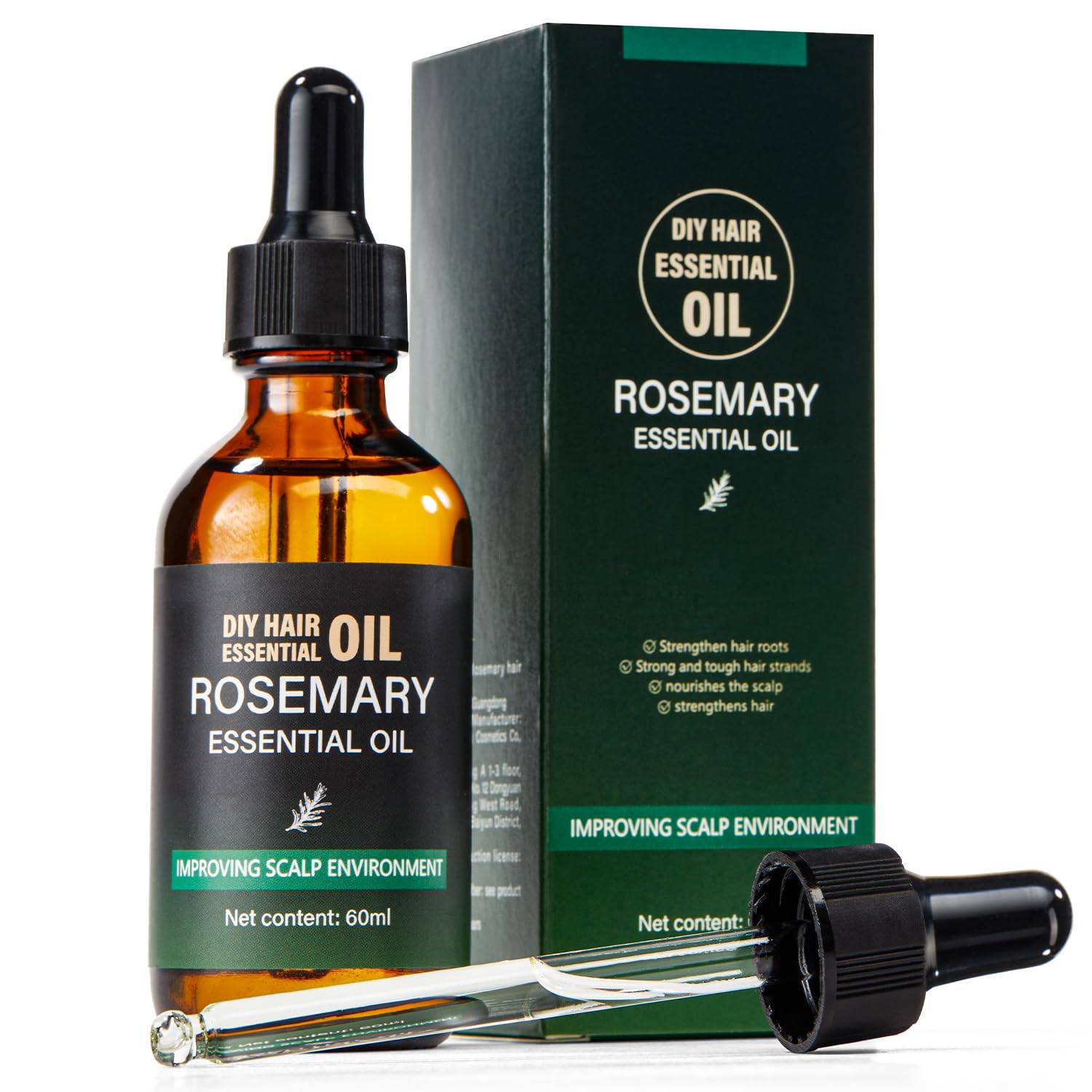 Rosemary Essential Oil for hair, Natural Rosemary Oil for Hair Growth,Hair Care,Hair Oiling,Nourishes The Scalp,Hair Growth Serum For Diffuser & Cleansing Dry Scalp Care (2 Fl Oz) with Glass Dropper