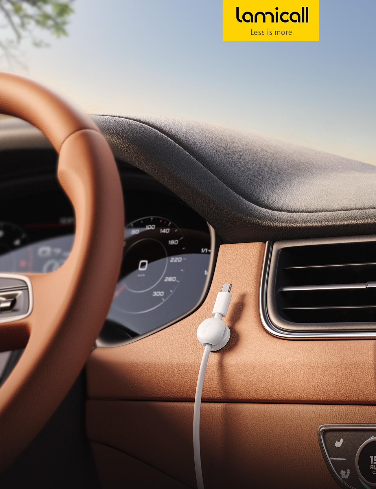 Lamicall Cord Organizer, Spring Cable Management Clips - 6Pack Latest Compact Desk Cable Holder Clips, Nightstand Phone Charging Cord Holder, 8mm Slot Adhesive Wire Organizer, Office Accessory, White