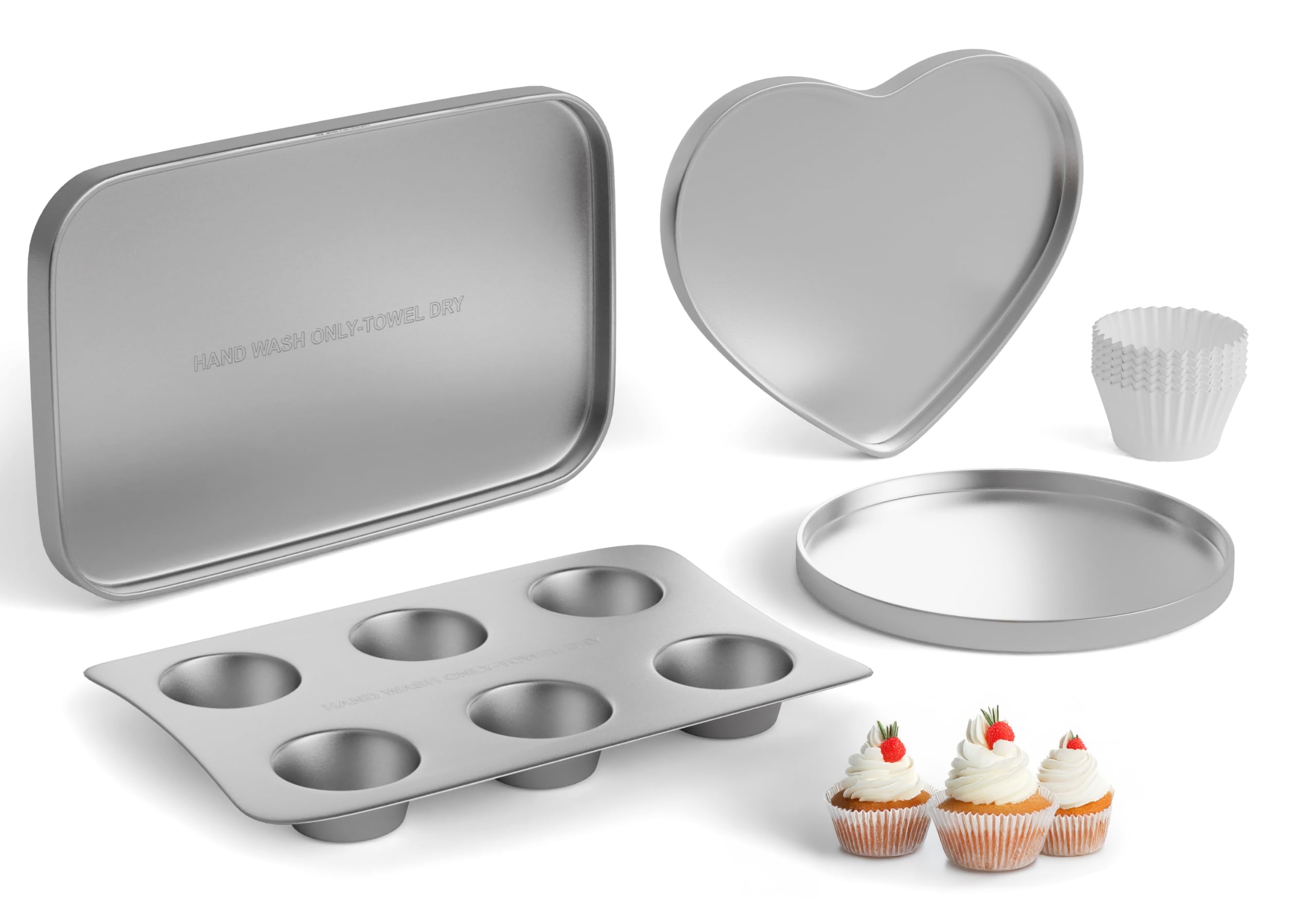Kids' Complete Oven Pan Set Compatible with Easy Bake Ultimate Oven | Accessories for Cooking Easy Bake Oven Mixes | Includes Cupcake Pan, Circle, Heart & Rectangular Bake Pan & (75) Cupcake Liners