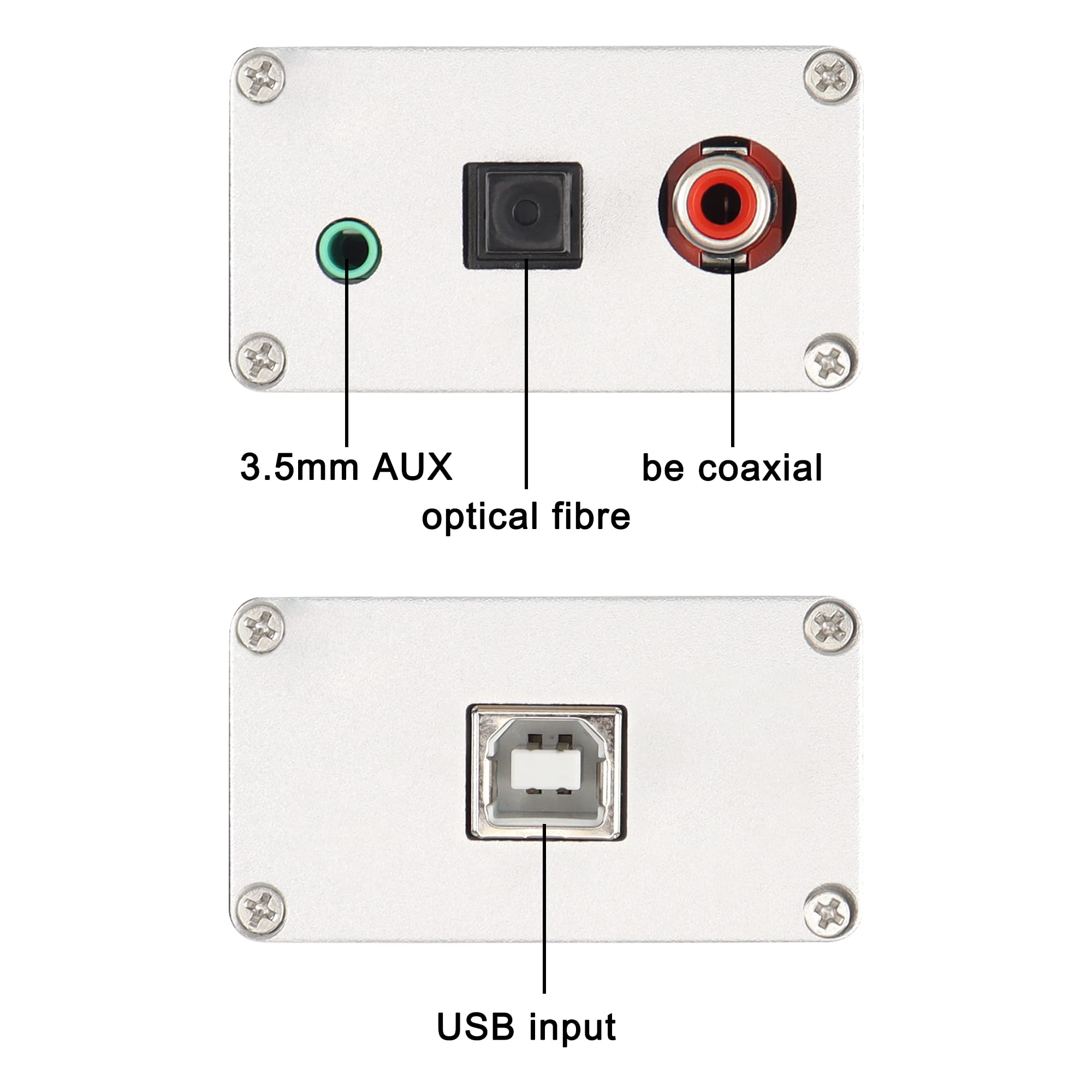 XMSJSIY USB-A/Type-C to Coaxial Optical Toslink SPDIF + 3.5mm AUX Stereo Audio Adapter USB Digital Audio Decoder Converter External Sound Card for PC Laptop Phone Smart TV