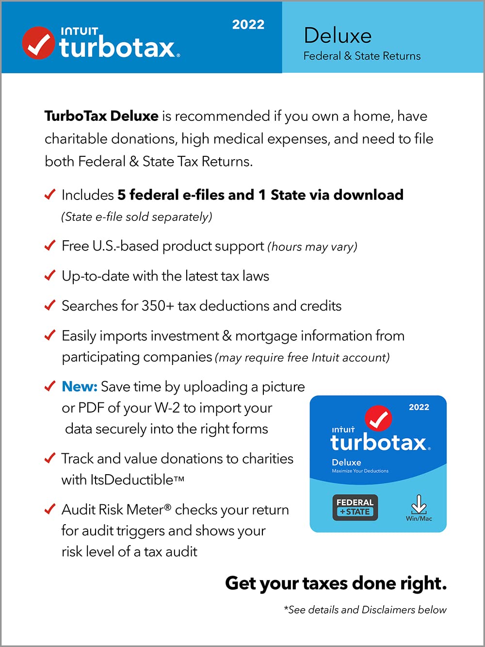 [Old Version] TurboTax Deluxe 2022 Tax Software, Federal and State Tax Return, [Amazon Exclusive] [PC/MAC Download]