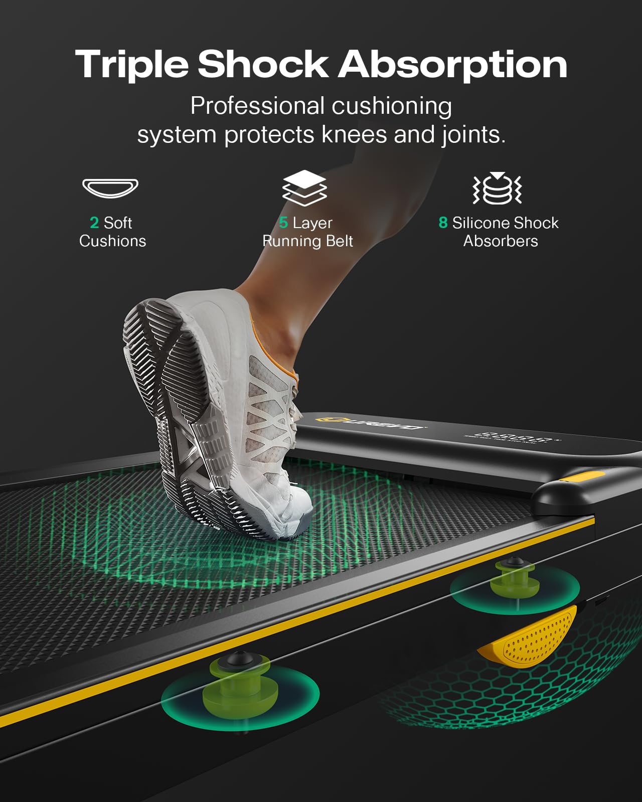 UREVO Strol 2E Smart 2-in-1 Folding Treadmill, Compact Walking Pad with Safety Handle, Plug and Play, Dual LED Display, Workout APP, Walking or Running for Home Office, Remote Included, Flaxen