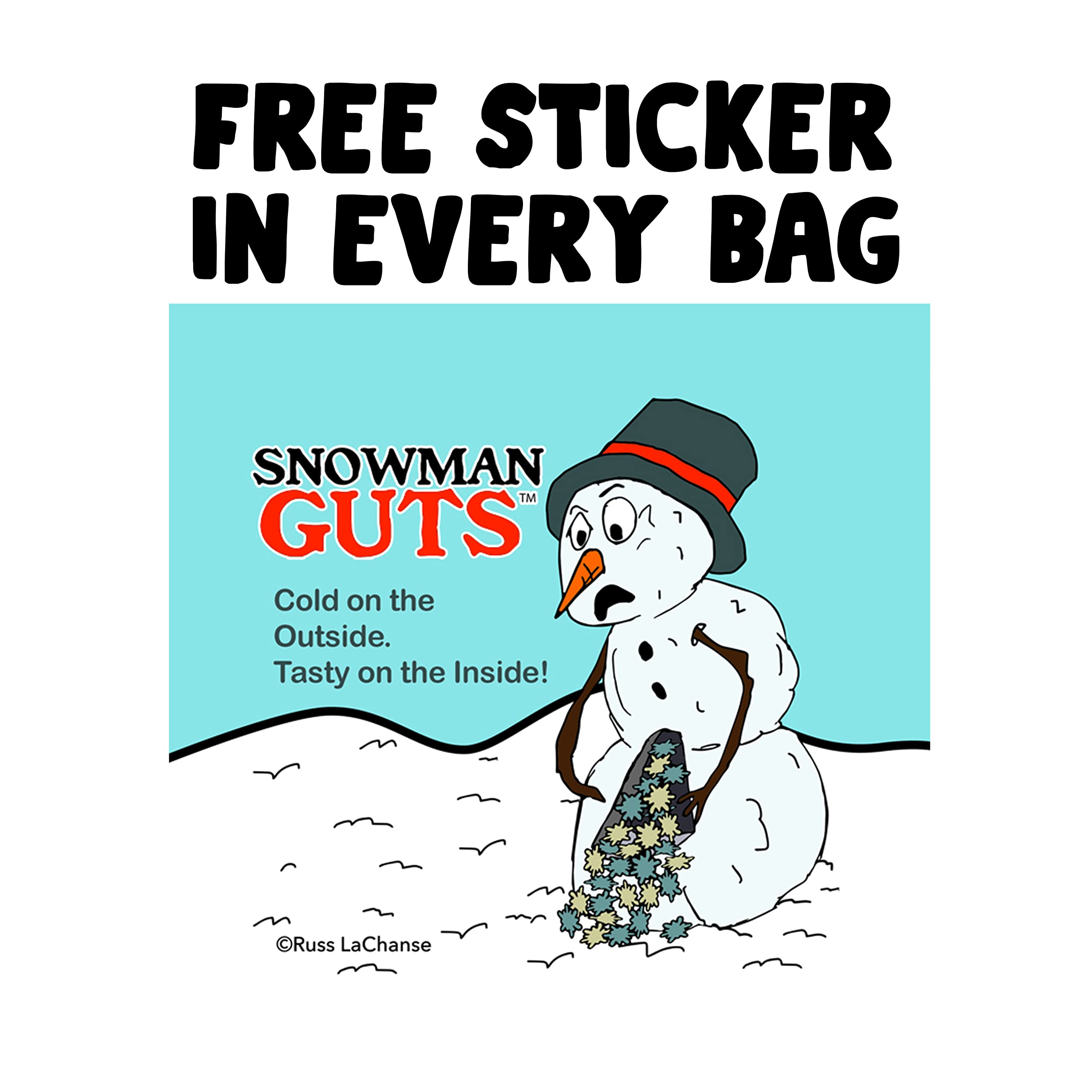 Snowman Guts Blue Raspberry & Marshmallow Flavored Gummy Snowflakes Funny Unique Christmas Tree Stocking Stuffer Gag Birthday Girl, Boy and Teens Candy Gift (5.5 Ounces)