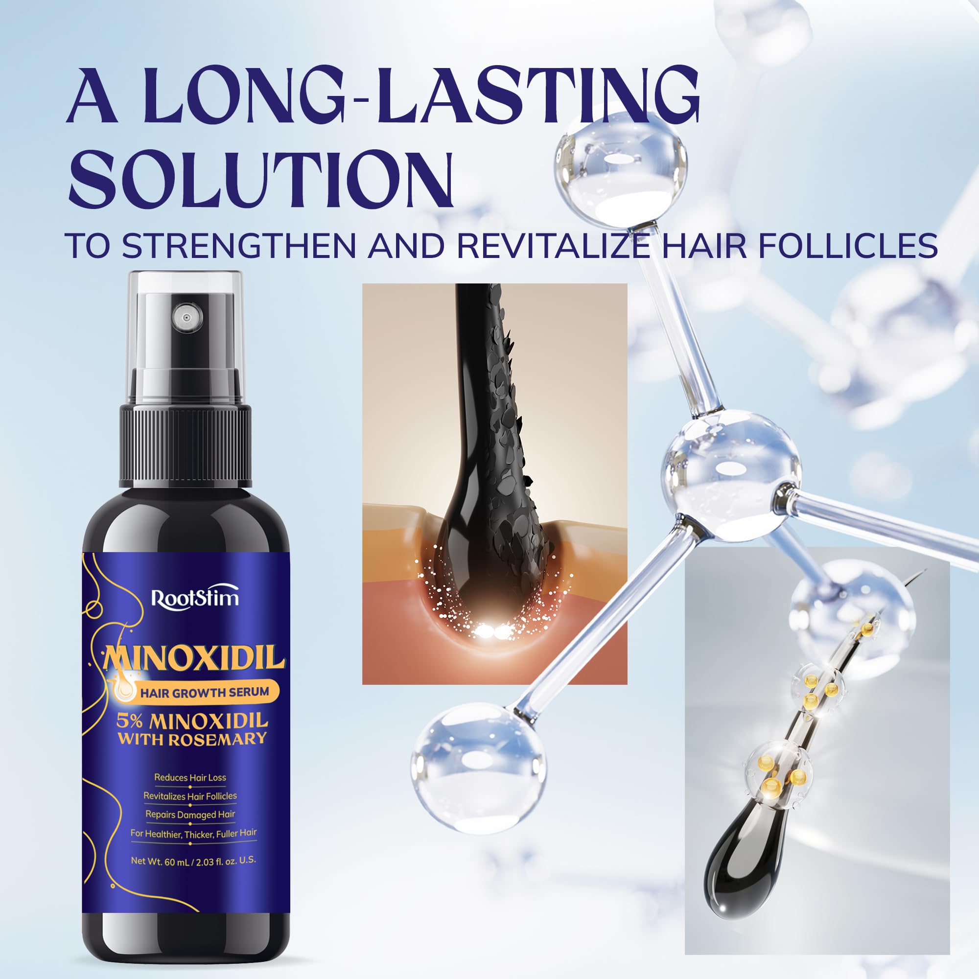 5% Minoxidil Hair Regrowth Bundle for Men and Women – Supports Thicker, Fuller Hair & Beard – 180 mL