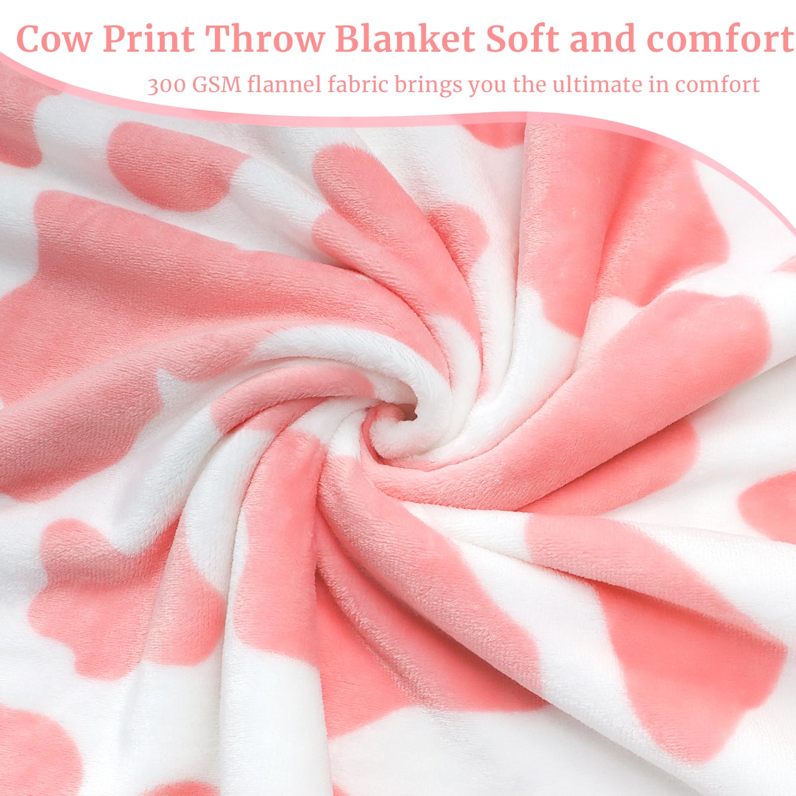 Cute Strawberry Cow Print Blanket Soft Fleece Flannel Lightweight Pink Cow Blankets Cozy Warm Plush Cute Cow Throw Blanket Living Rooms Sofa Decor Cow Gifts Blanket All Seasons 50x60 inch