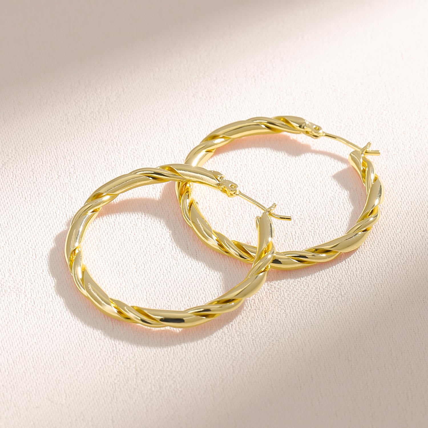 Ongerek 14k Gold Hoop Earrings for Women 14K Gold Earrings Fried Dough Twists Earrings for Women Trendy Hypoallergenic Earrings Gold Jewelry for Womens Earrings